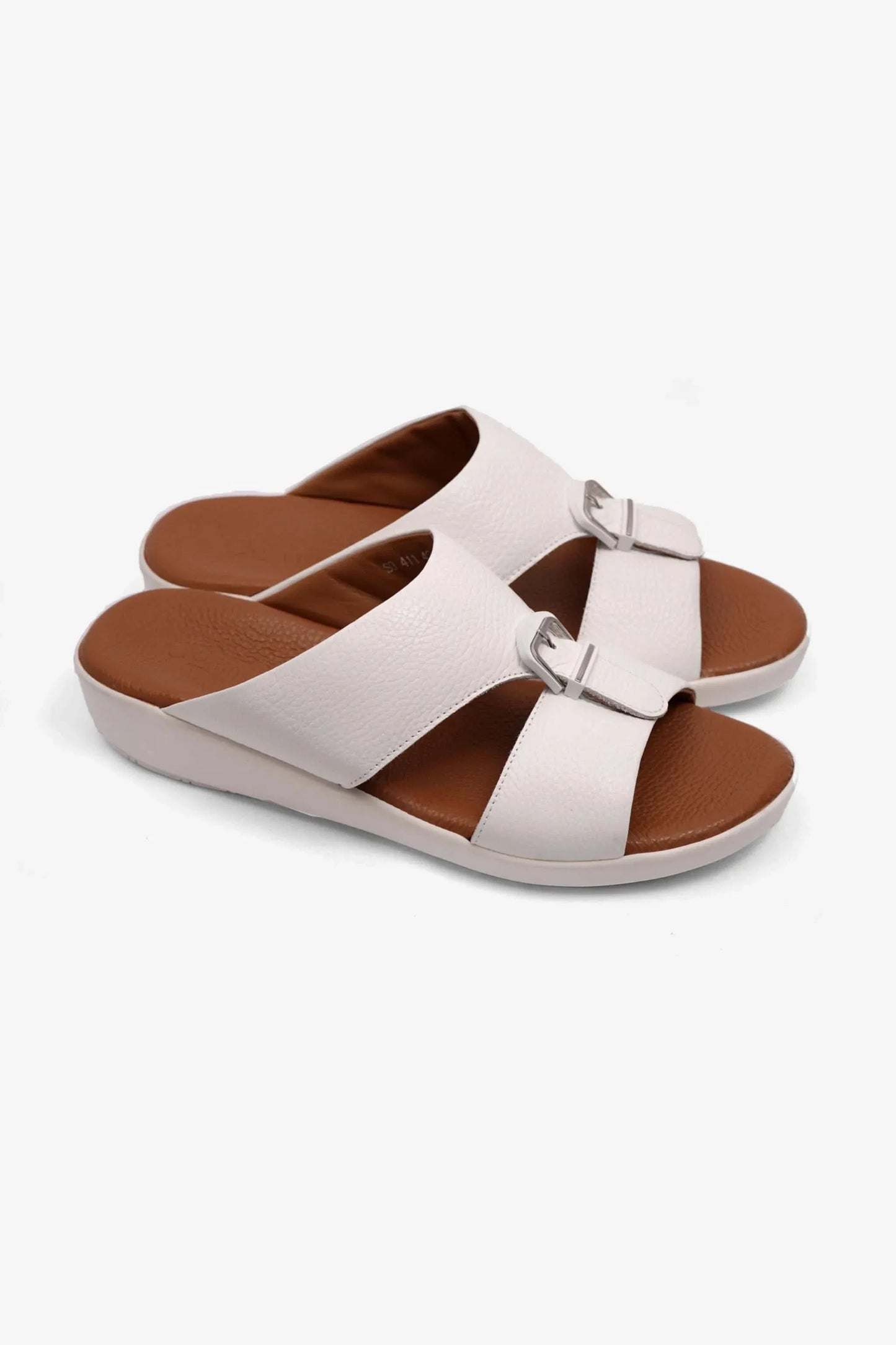 Comfort Plus Men's Flexible Outsole Leather Sandals White MSDCPSO411