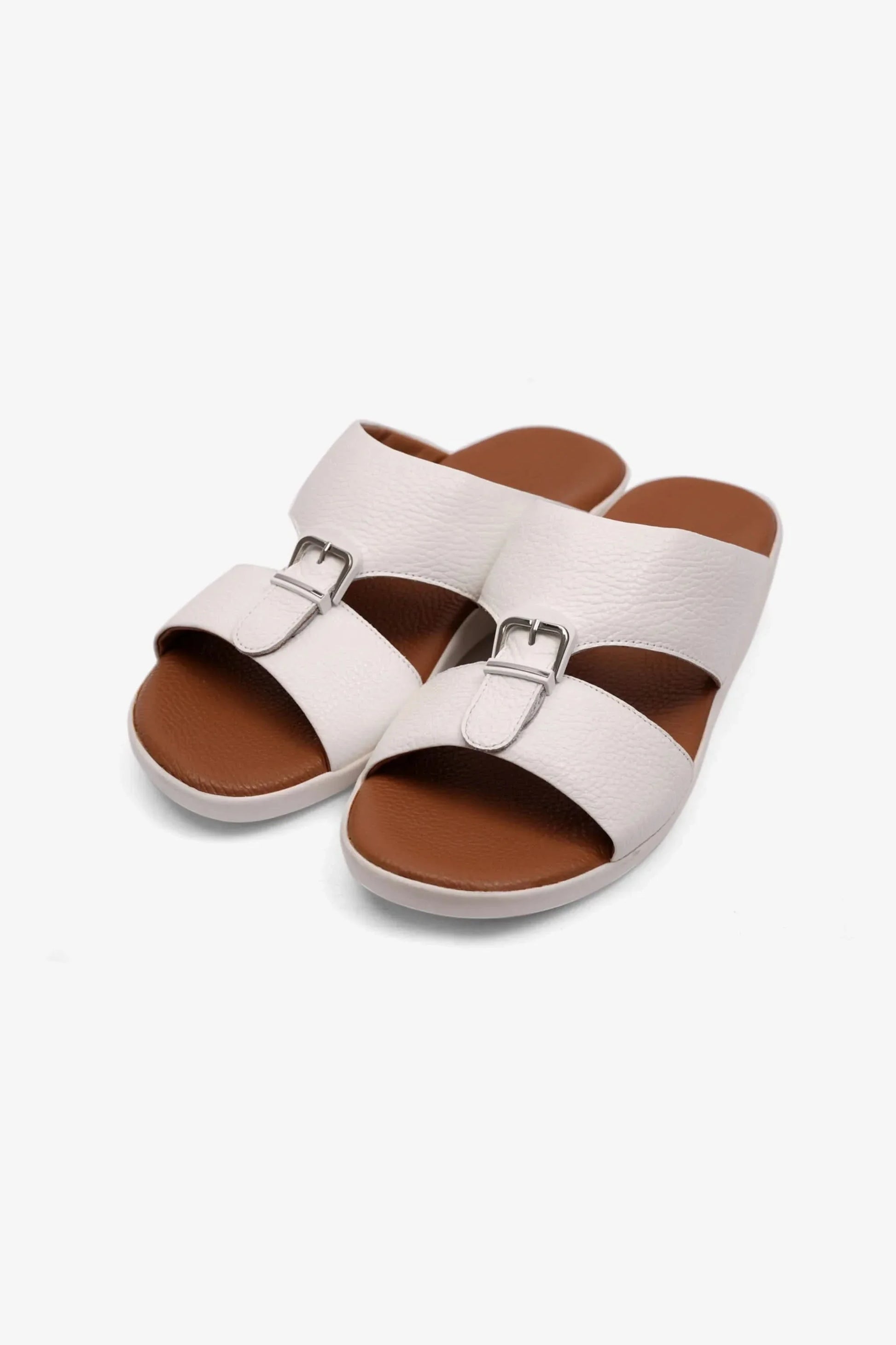 Comfort Plus Men's Flexible Outsole Leather Sandals White MSDCPSO411