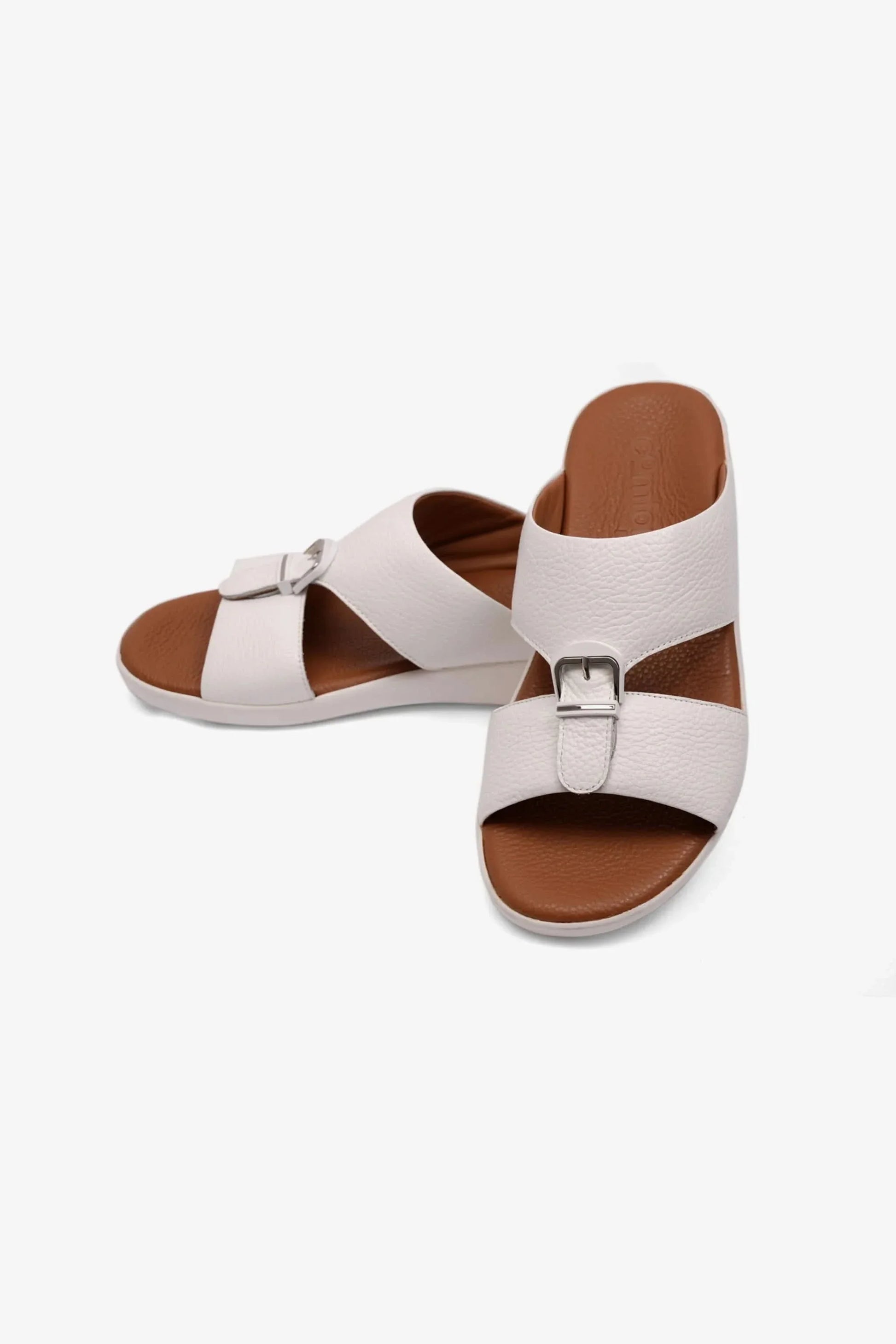 Comfort Plus Men's Flexible Outsole Leather Sandals White MSDCPSO411