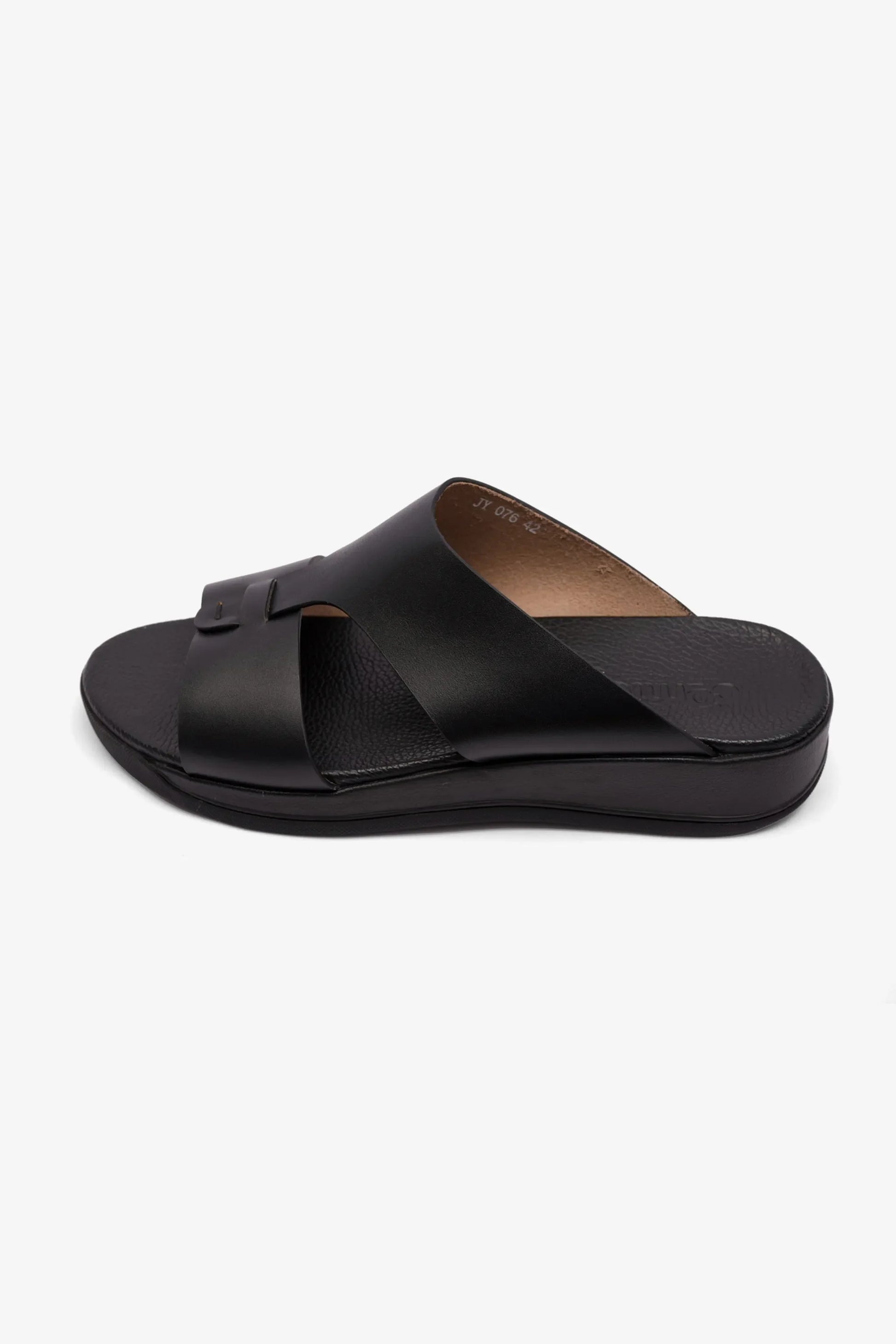 Comfort Plus Men's Antiskid Grip Matt Leather Sandals Black MSDCPJY076