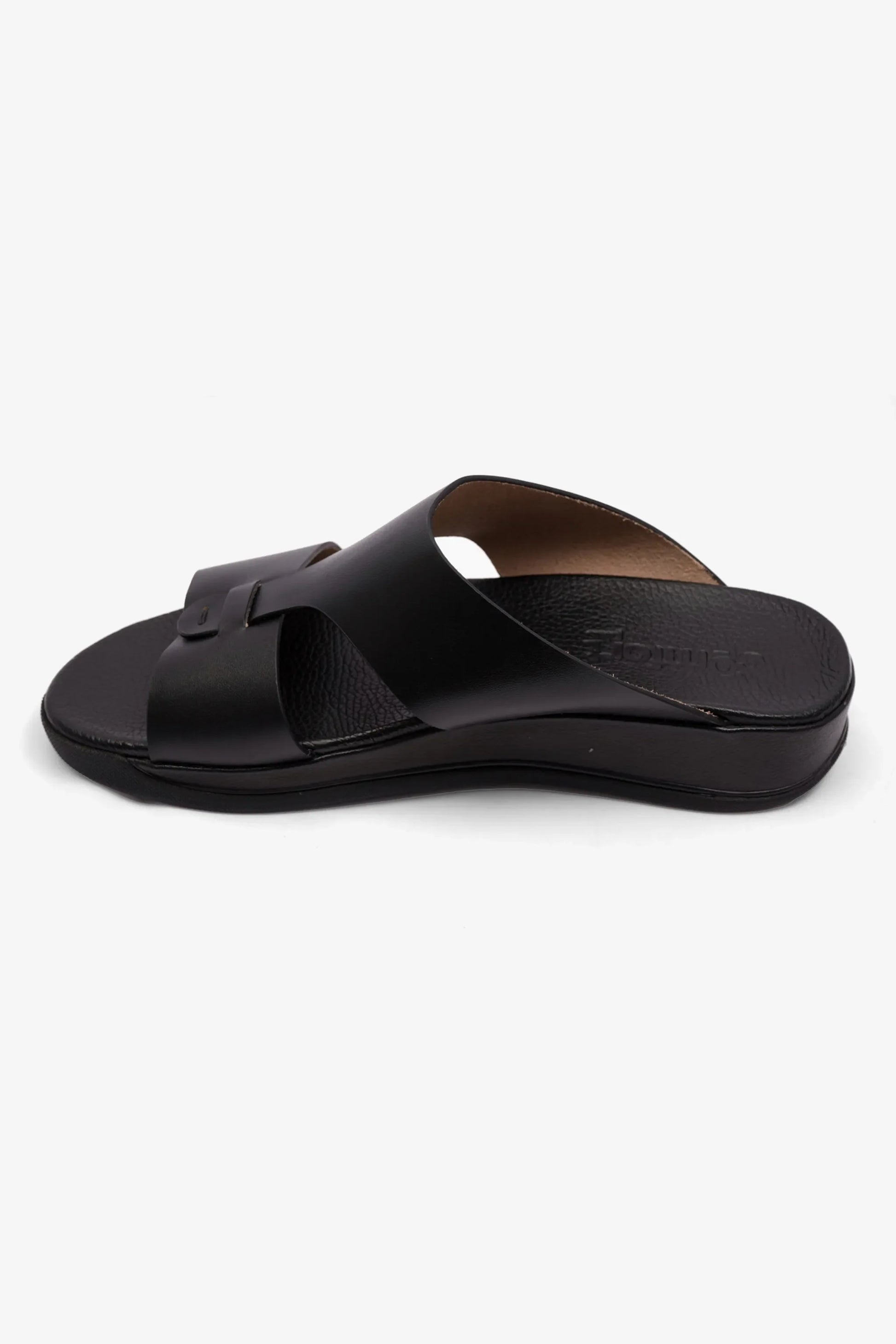 Comfort Plus Men's Antiskid Grip Matt Leather Sandals Black MSDCPJY076