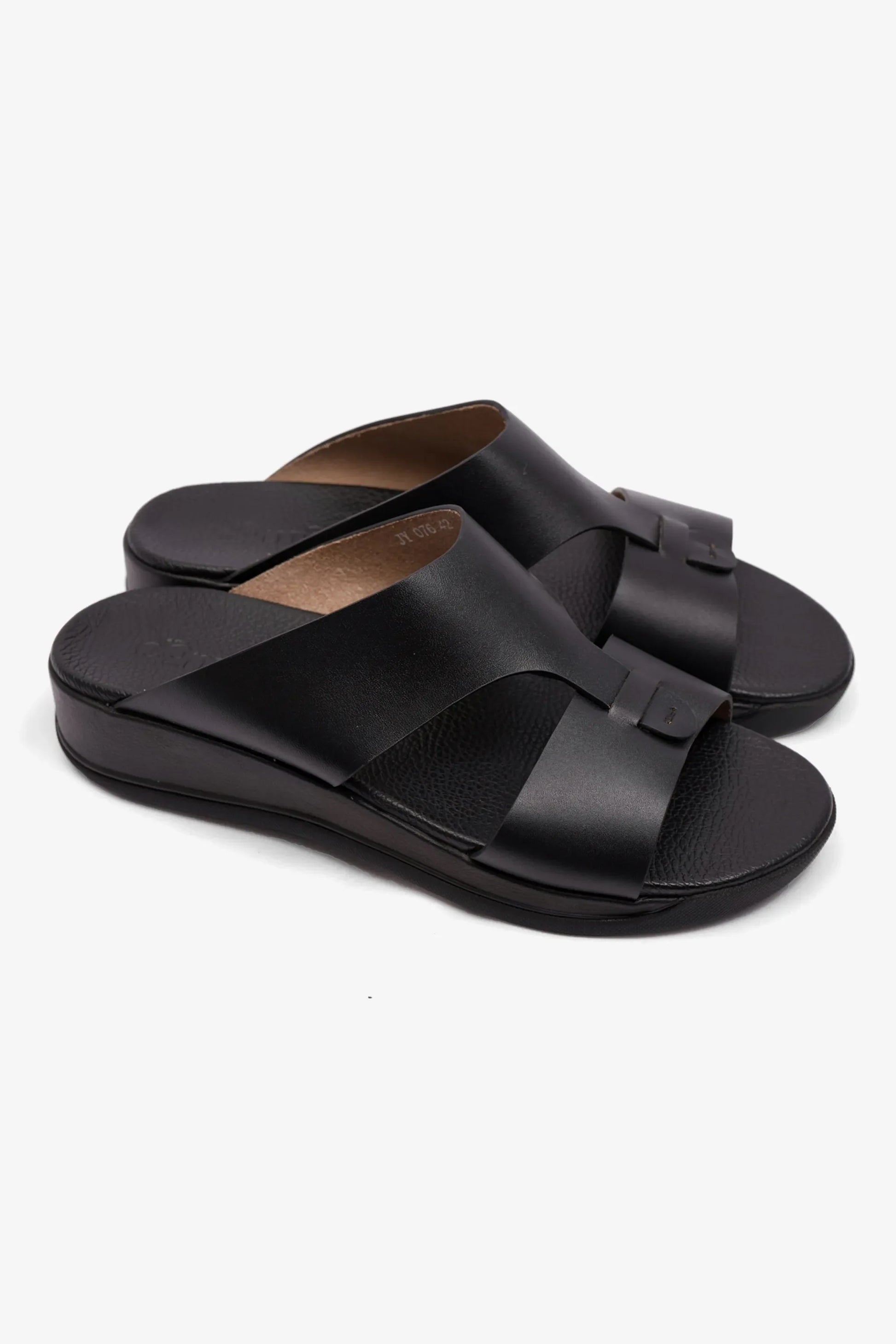 Comfort Plus Men's Antiskid Grip Matt Leather Sandals Black MSDCPJY076