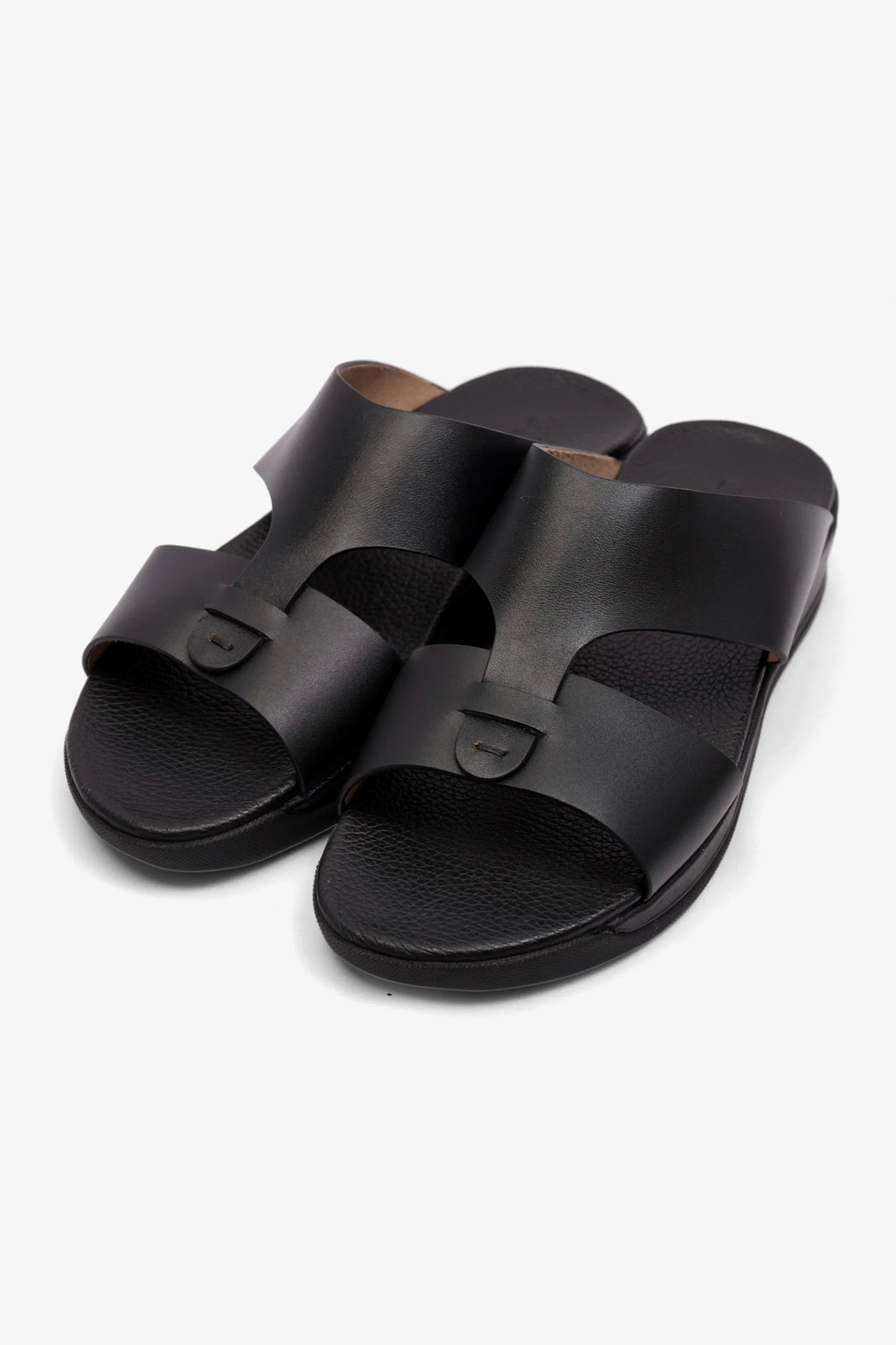 Comfort Plus Men's Antiskid Grip Matt Leather Sandals Black MSDCPJY076