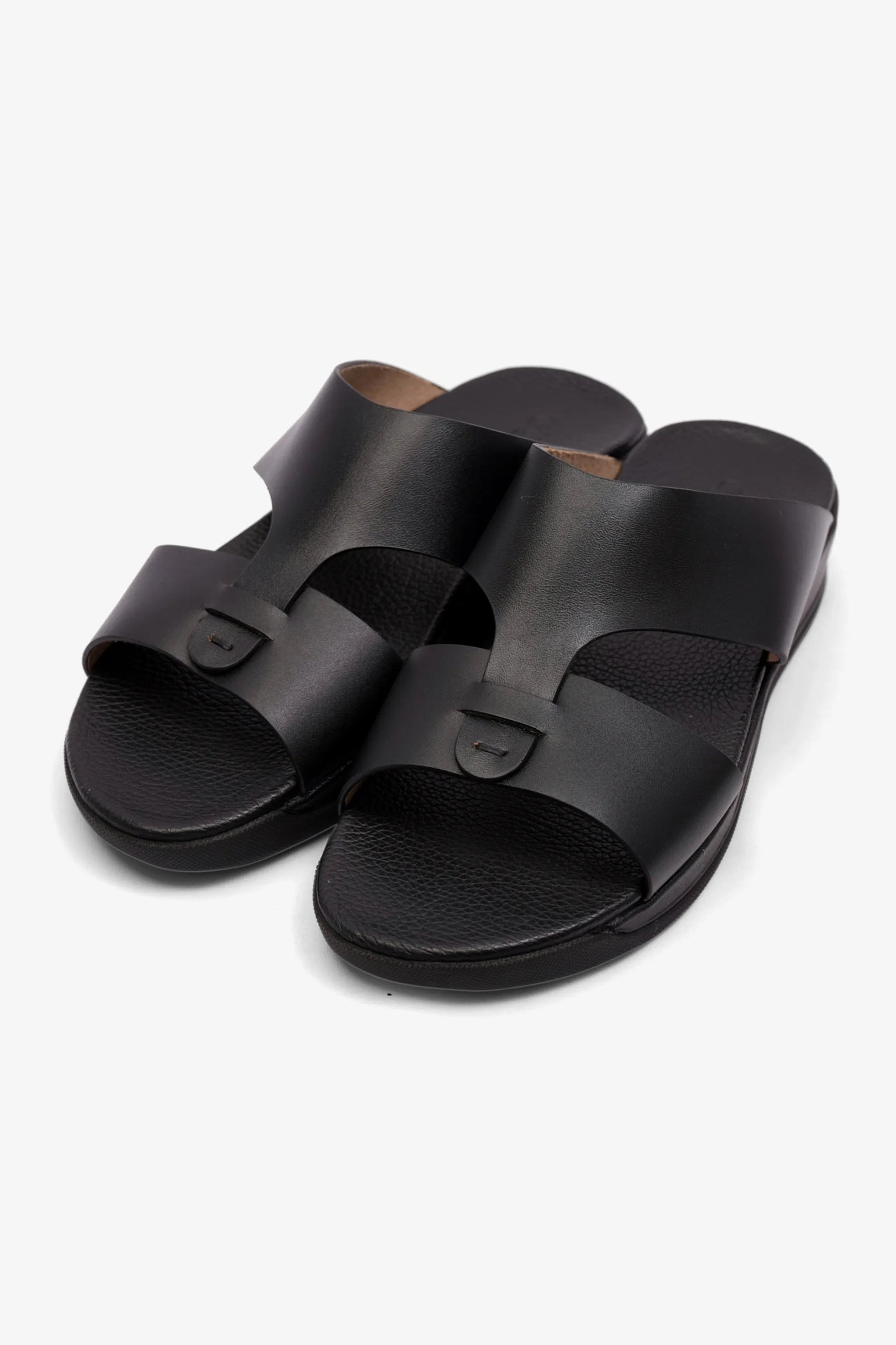 Comfort Plus Men's Antiskid Grip Matt Leather Sandals Black MSDCPJY076
