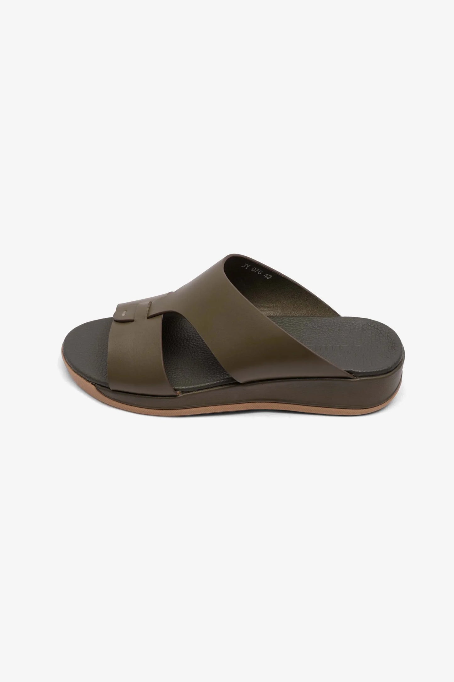 Comfort Plus Men's Anti-Skid Grip Matte Leather Sandals Olive MSDCPJY076