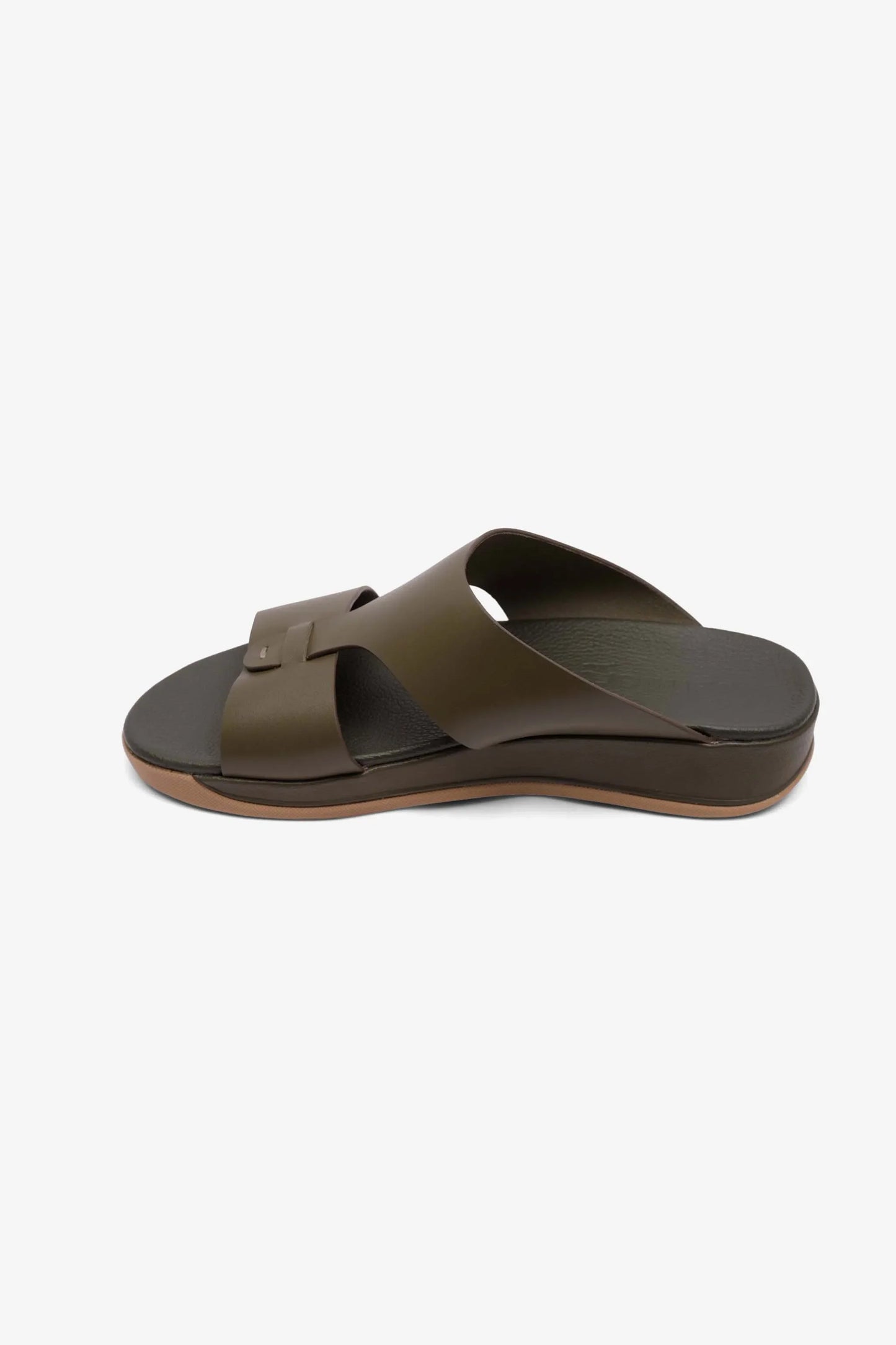 Comfort Plus Men's Anti-Skid Grip Matte Leather Sandals Olive MSDCPJY076