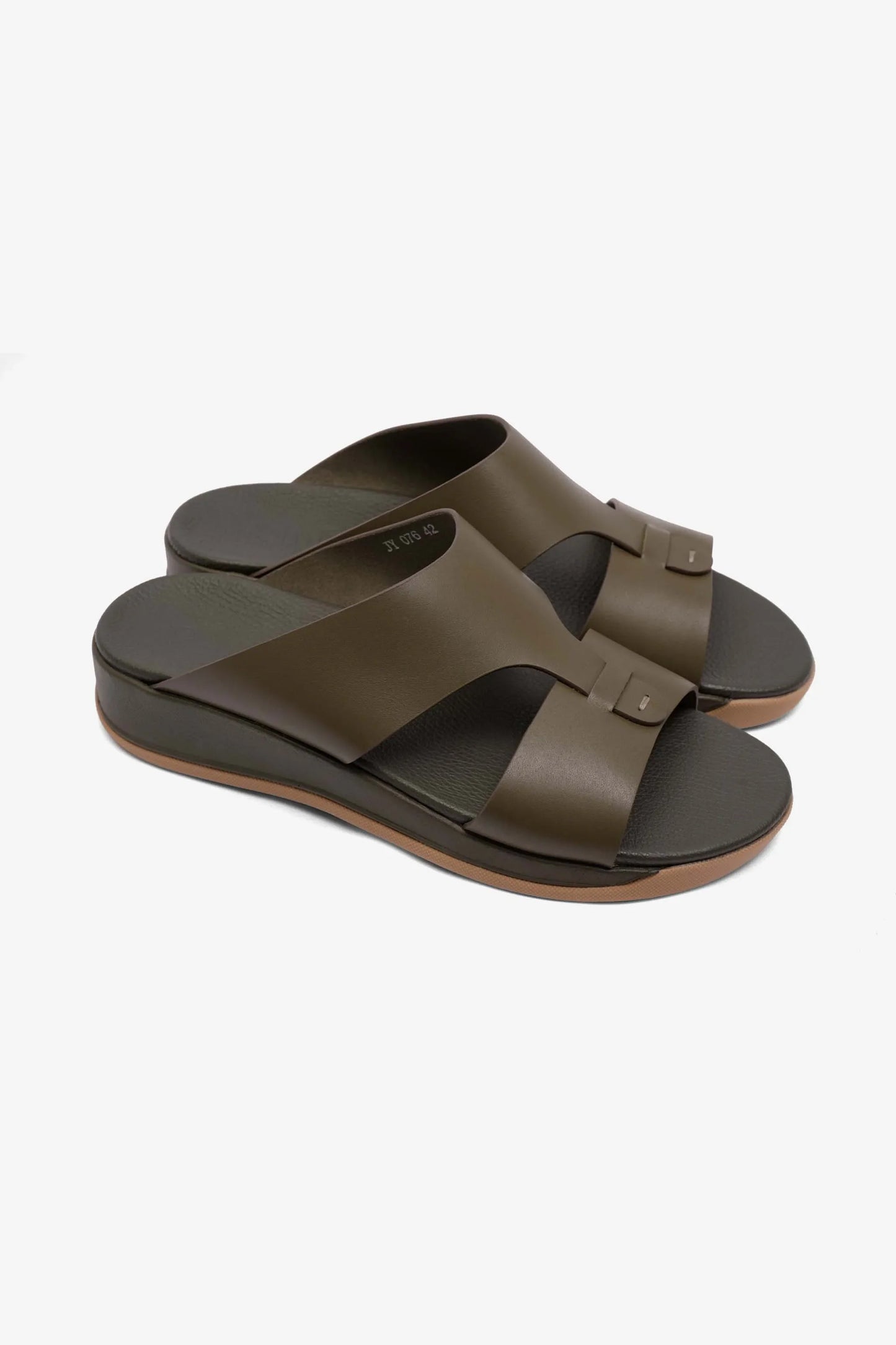 Comfort Plus Men's Anti-Skid Grip Matte Leather Sandals Olive MSDCPJY076