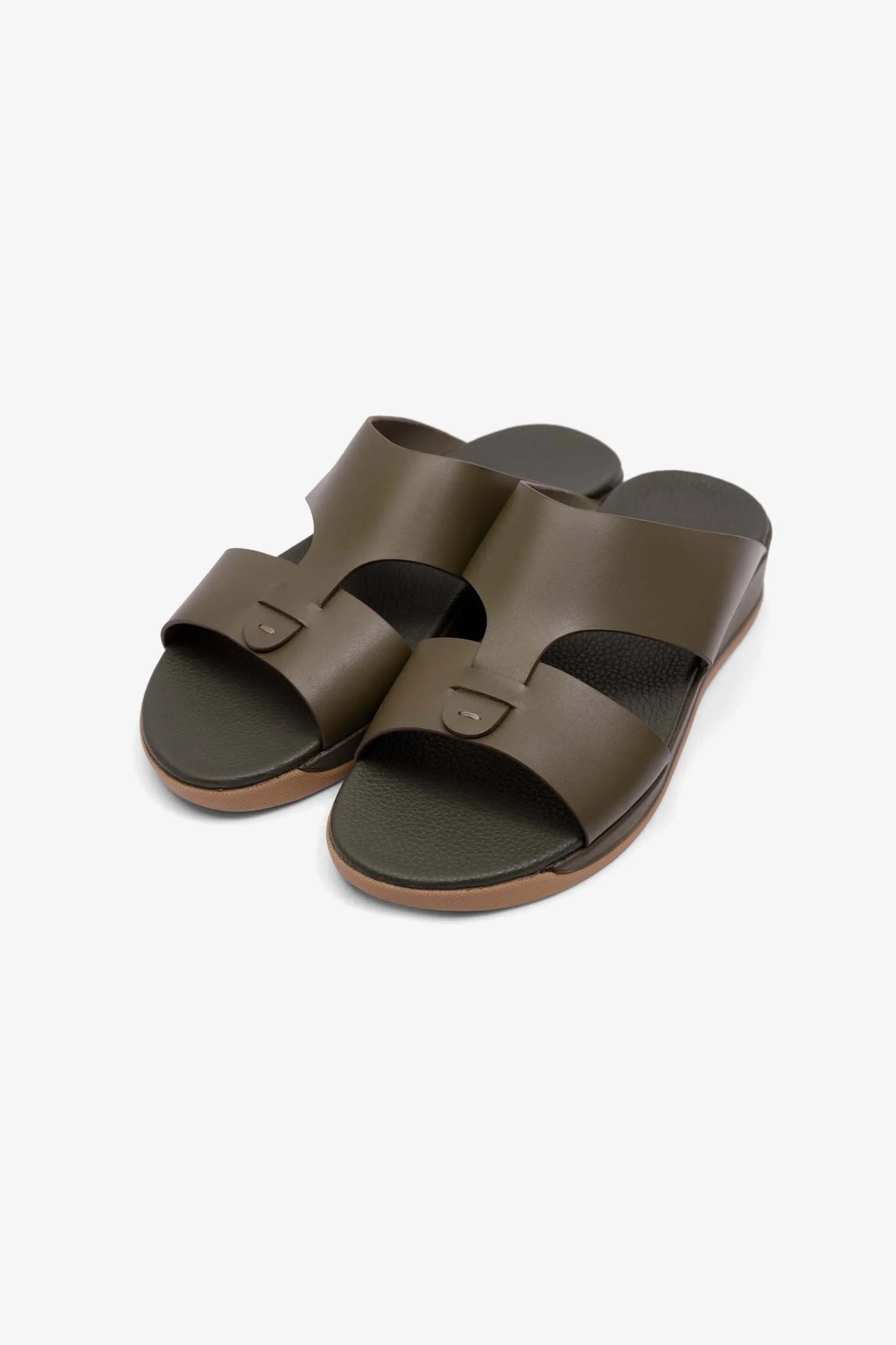 Comfort Plus Men's Anti-Skid Grip Matte Leather Sandals Olive MSDCPJY076