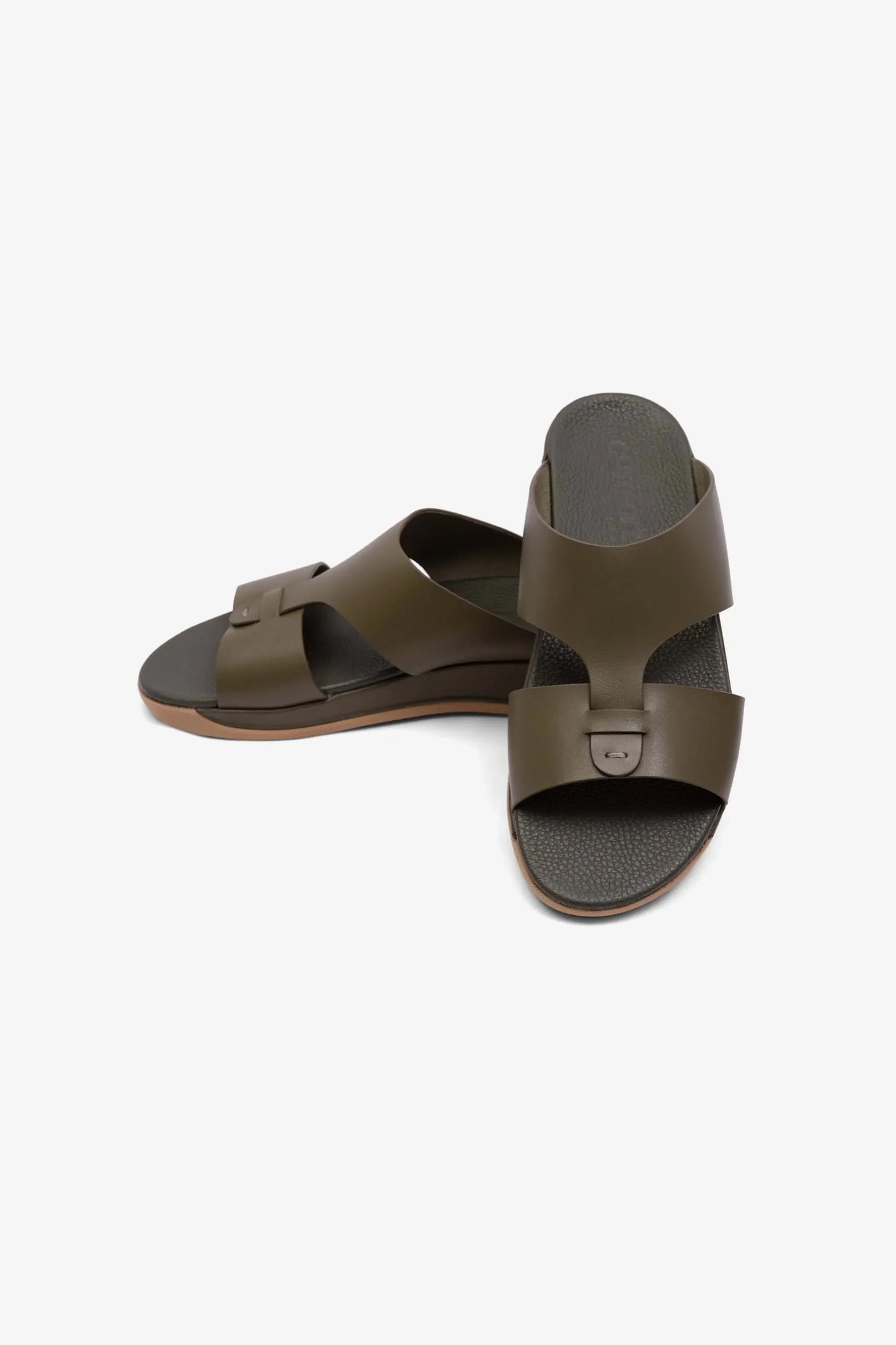 Comfort Plus Men's Anti-Skid Grip Matte Leather Sandals Olive MSDCPJY076
