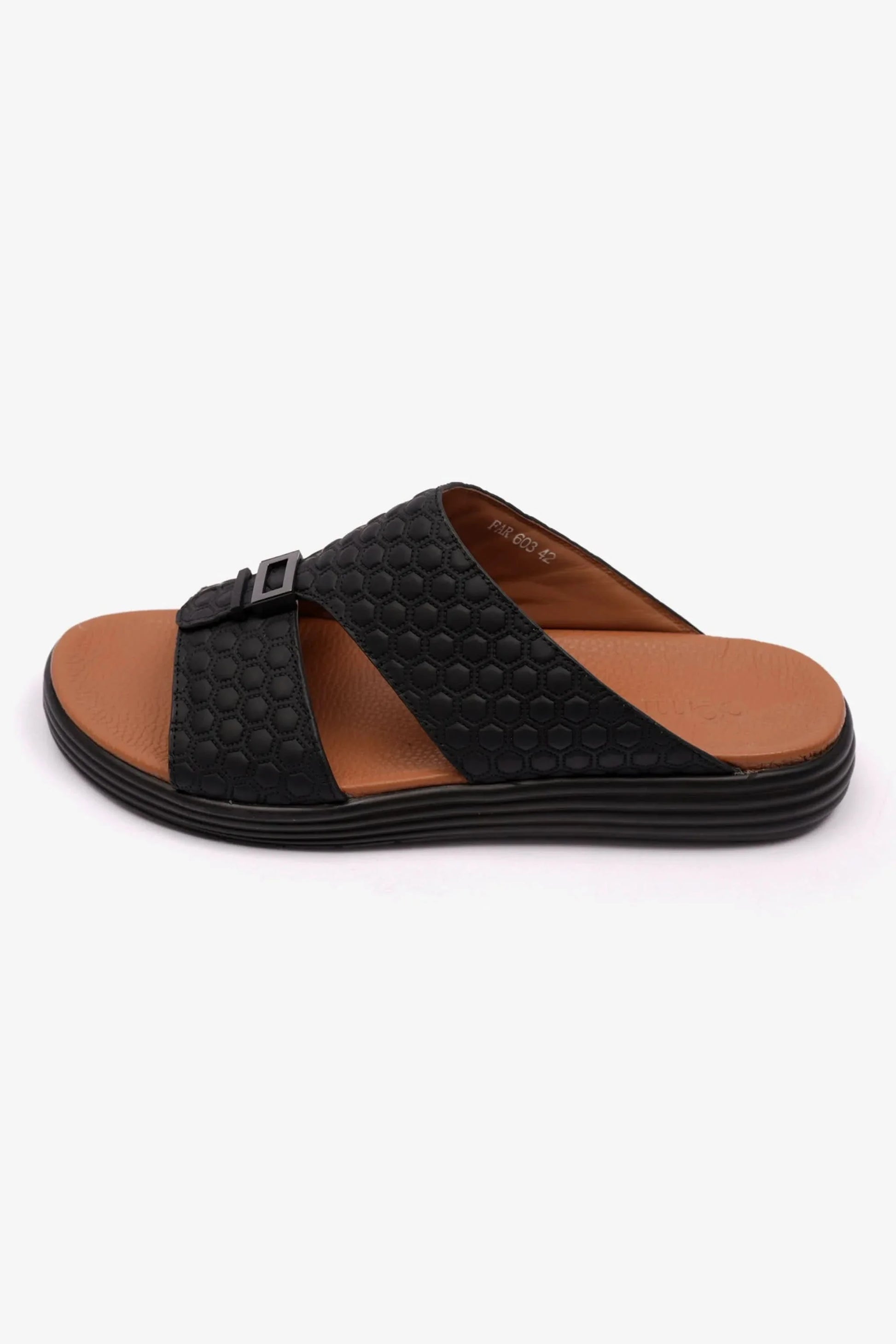 Comfort Plus Men's Stylish Arabic Trims Sandals Black FAR603