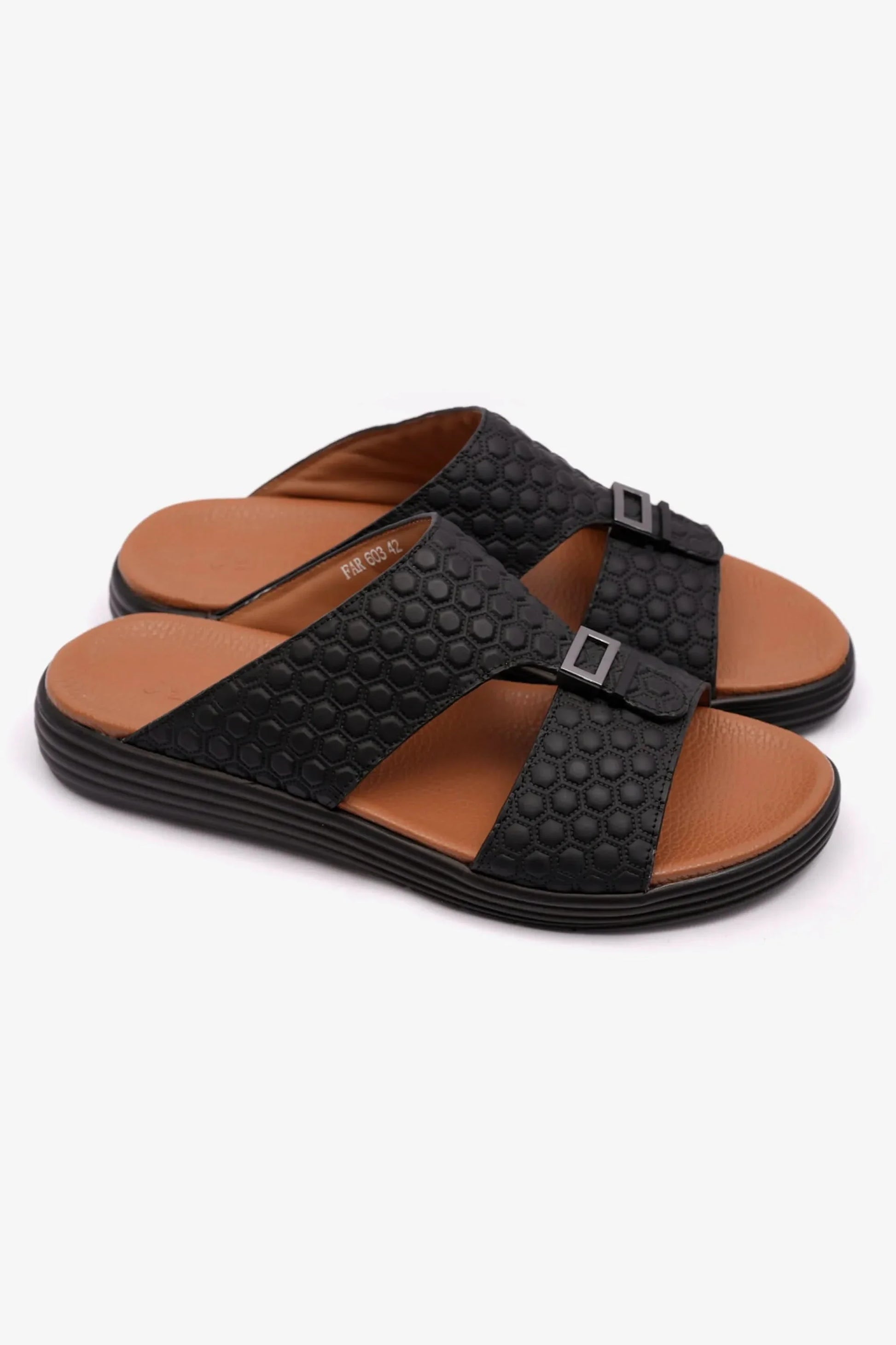 Comfort Plus Men's Stylish Arabic Trims Sandals Black FAR603