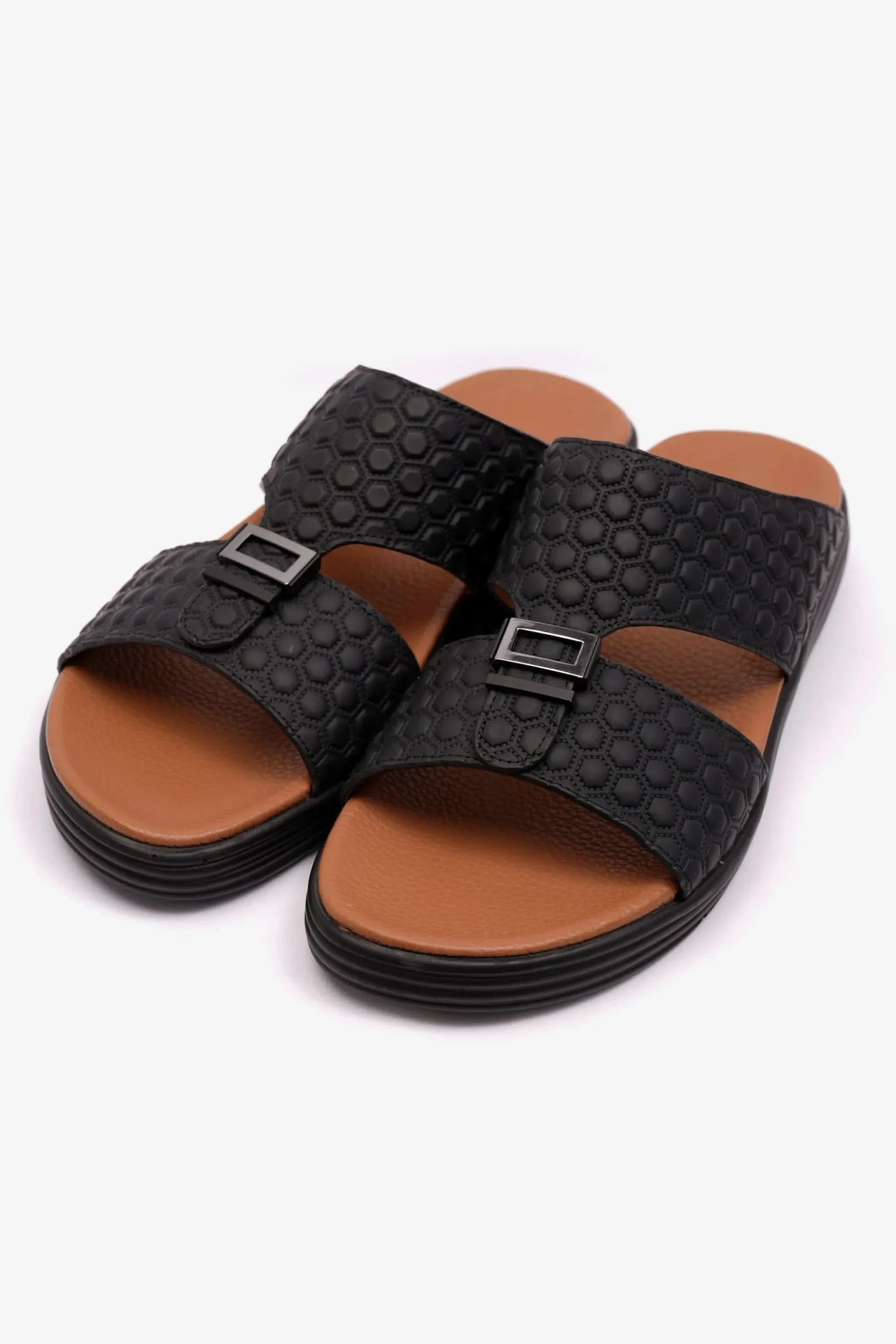 Comfort Plus Men's Stylish Arabic Trims Sandals Black FAR603