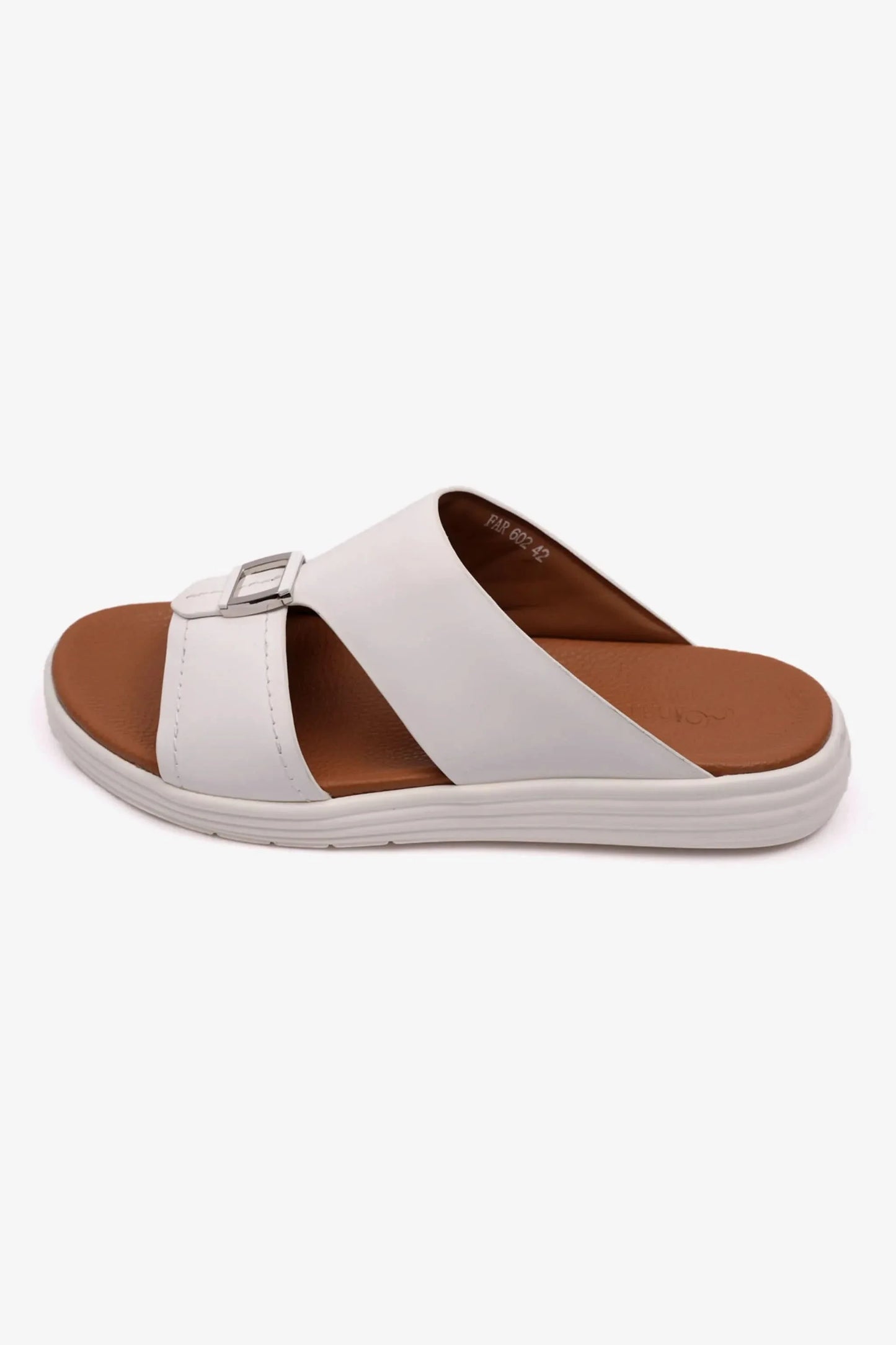 Comfort Plus Men's Matte Leather Stylish Sandals White MSDCPFAR602