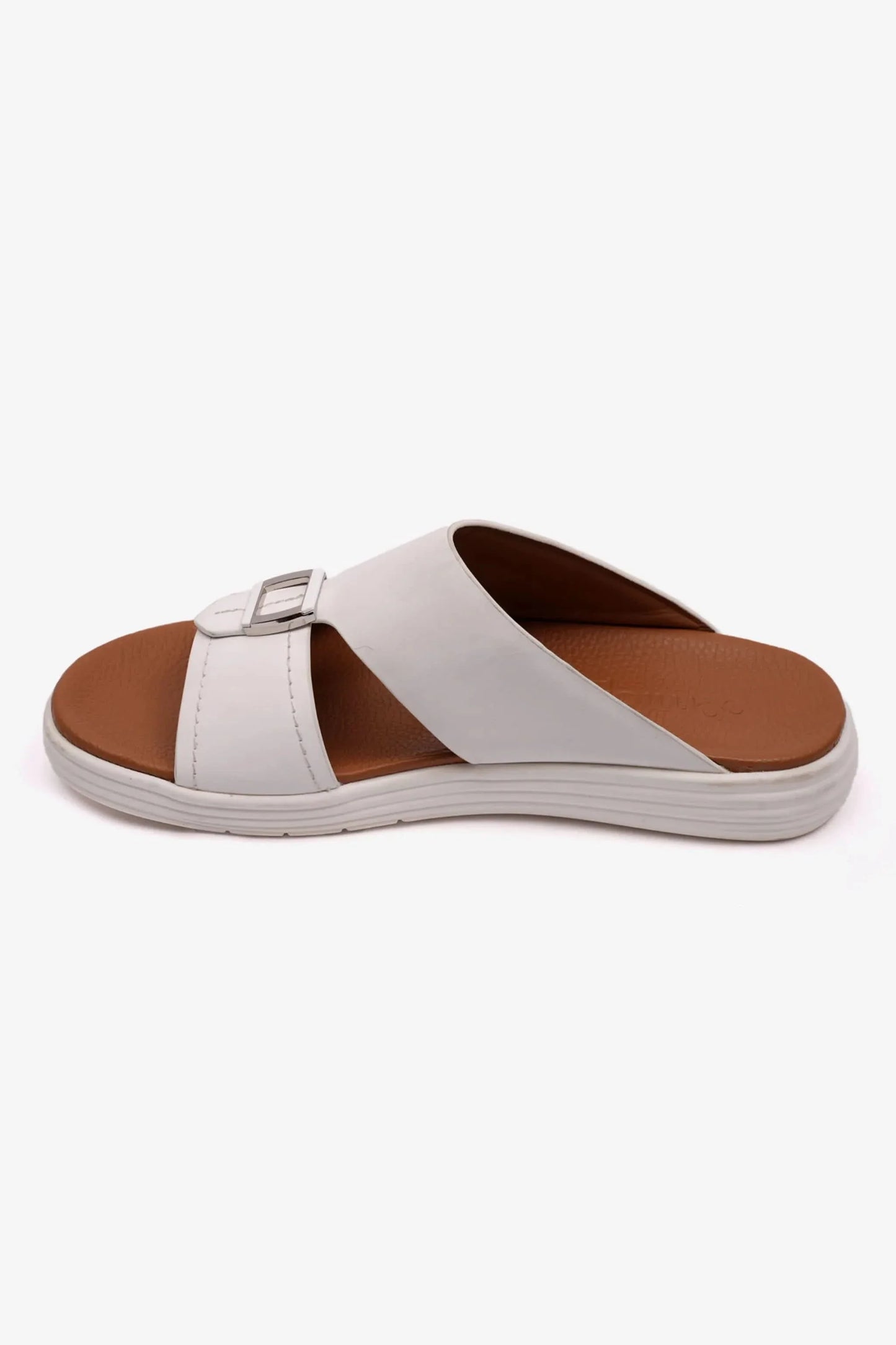 Comfort Plus Men's Matte Leather Stylish Sandals White MSDCPFAR602