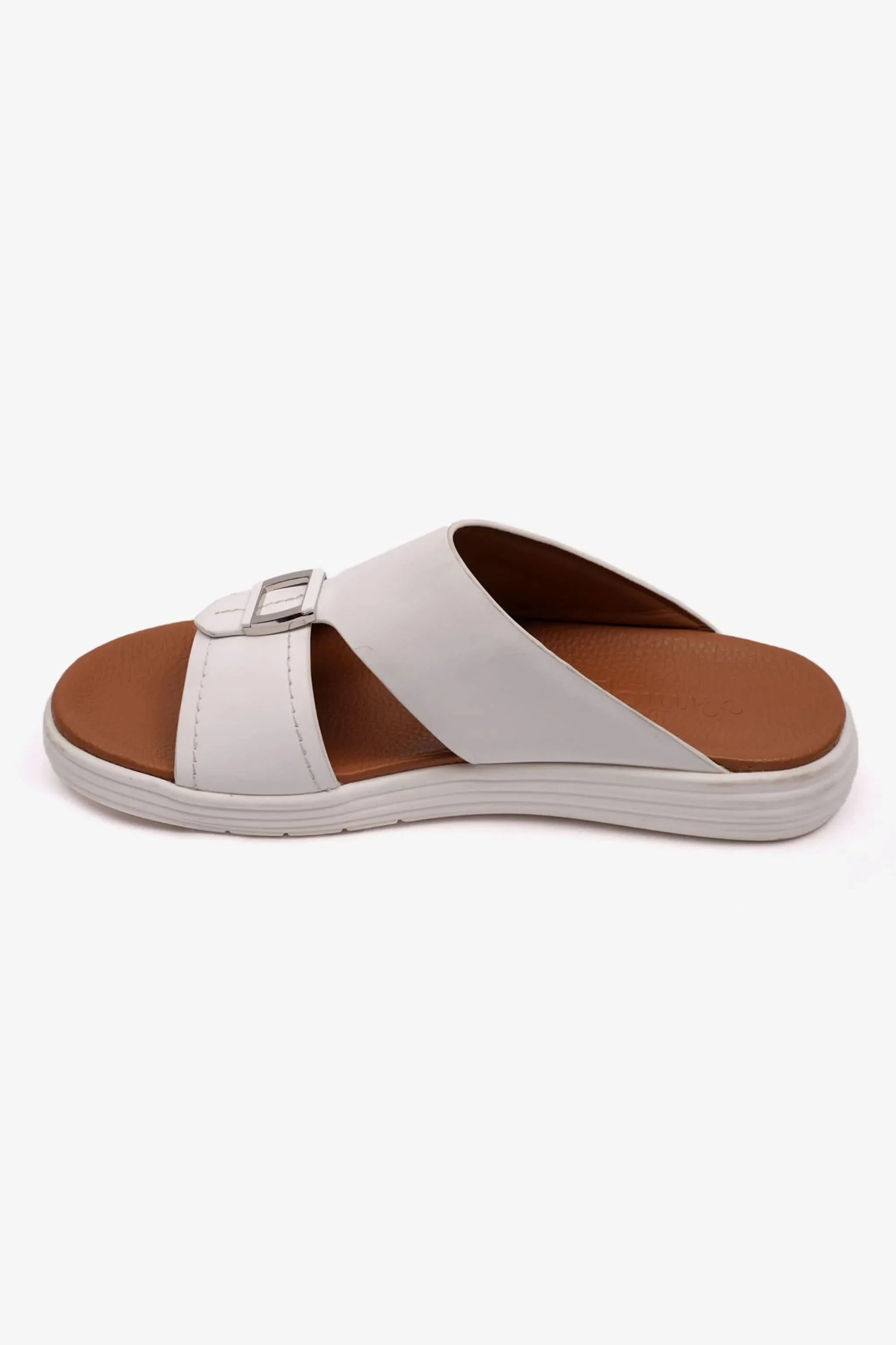Comfort Plus Men's Matte Leather Stylish Sandals White MSDCPFAR602