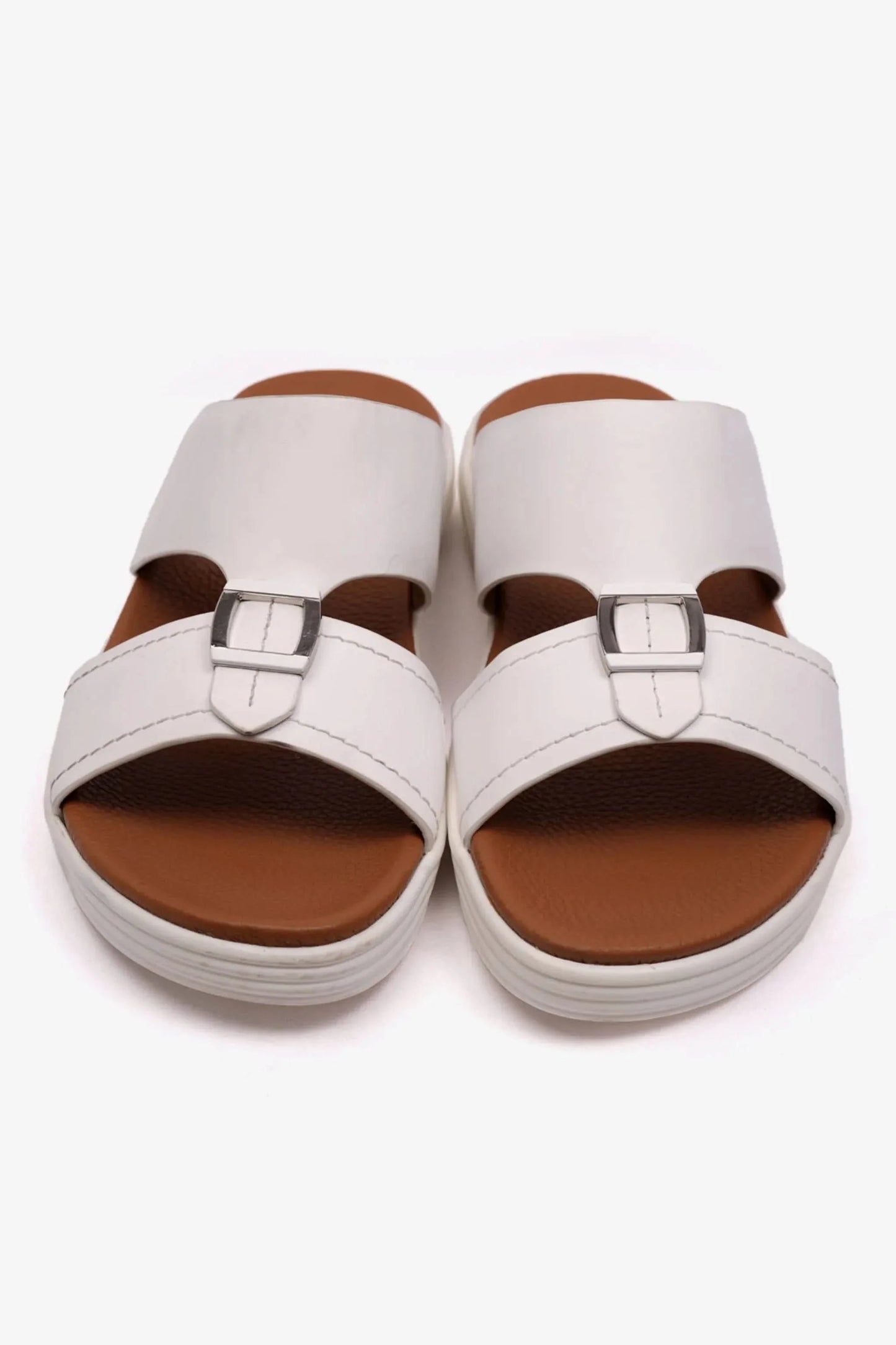 Comfort Plus Men's Matte Leather Stylish Sandals White MSDCPFAR602