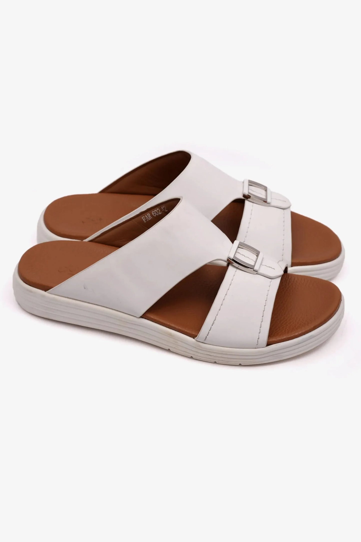 Comfort Plus Men's Matte Leather Stylish Sandals White MSDCPFAR602