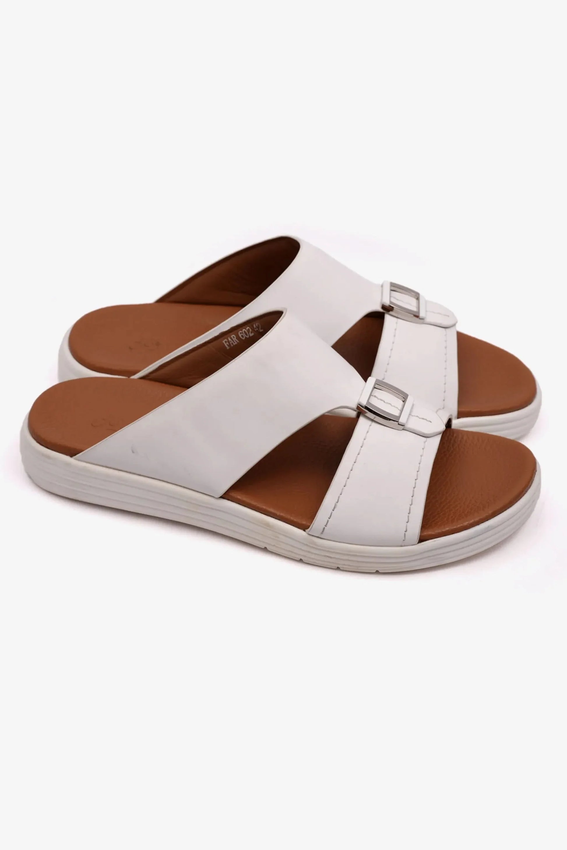 Comfort Plus Men's Matte Leather Stylish Sandals White MSDCPFAR602