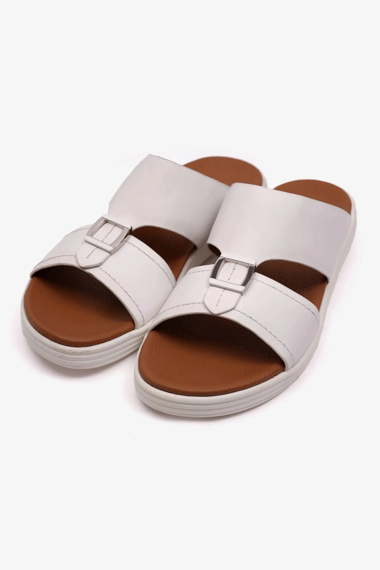 Comfort Plus Men's Matte Leather Stylish Sandals White MSDCPFAR602