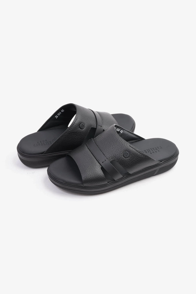 Cavalier Uomo Men's Crafted Genuine Leather Arabic Sandals Black MSDCVJS504 - Sole Therapy