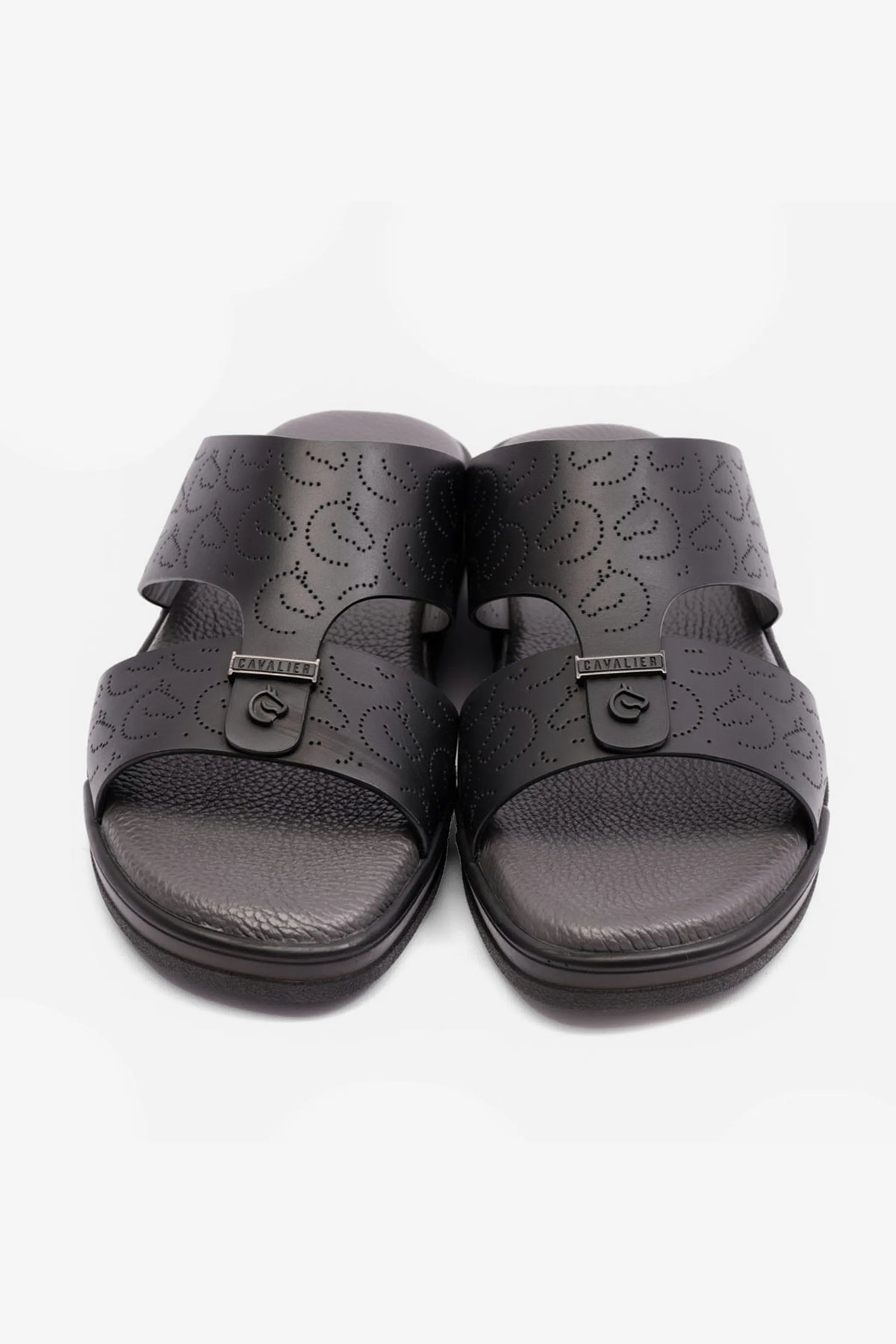 Cavalier Uomo Men's Embossed Leather Arabic Sandals Black MSDCVHAR310 - Sole Therapy