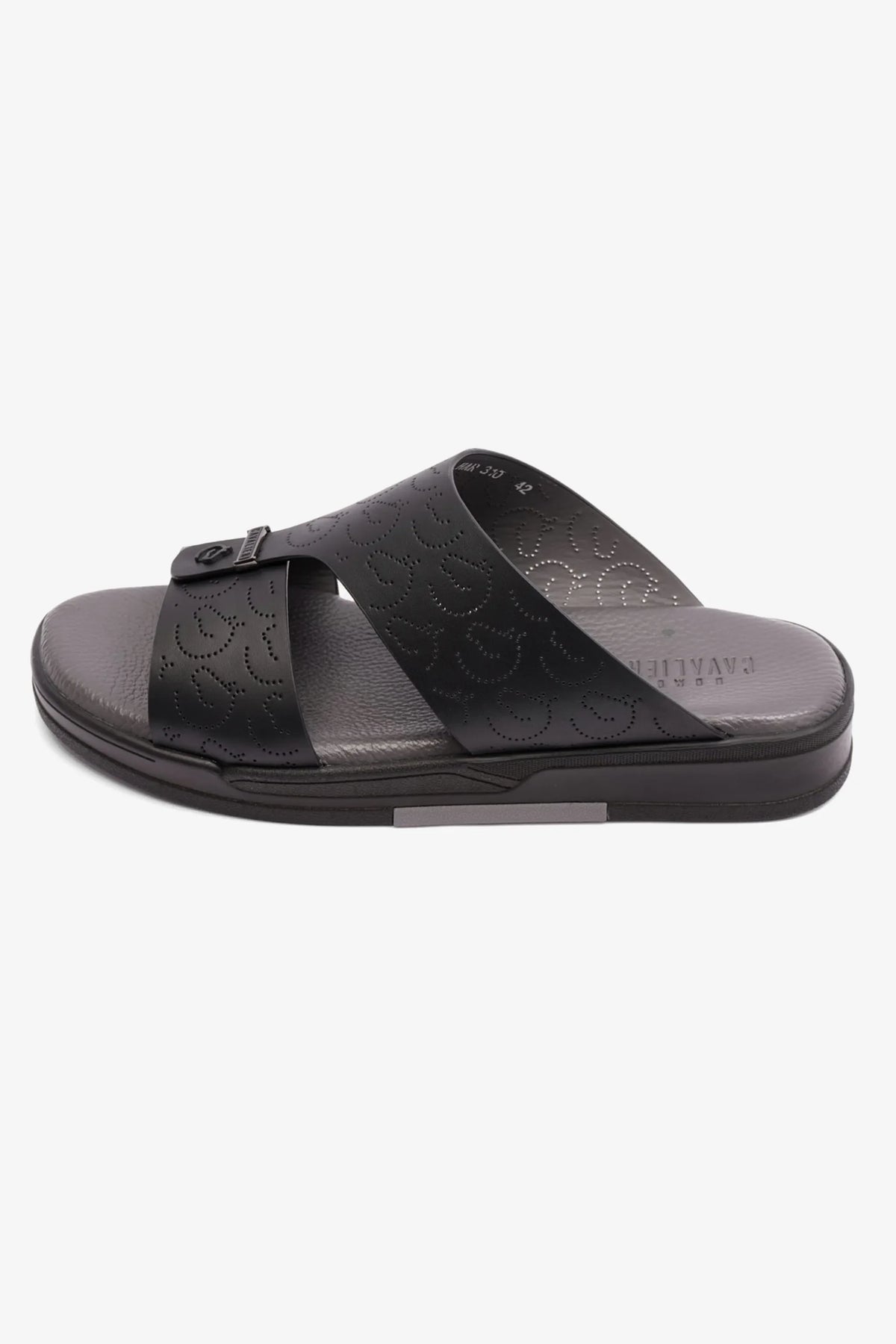 Cavalier Uomo Men's Embossed Leather Arabic Sandals Black MSDCVHAR310 - Sole Therapy