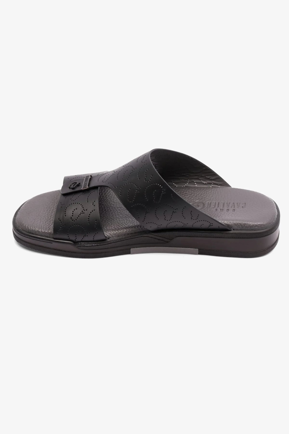 Cavalier Uomo Men's Embossed Leather Arabic Sandals Black MSDCVHAR310 - Sole Therapy
