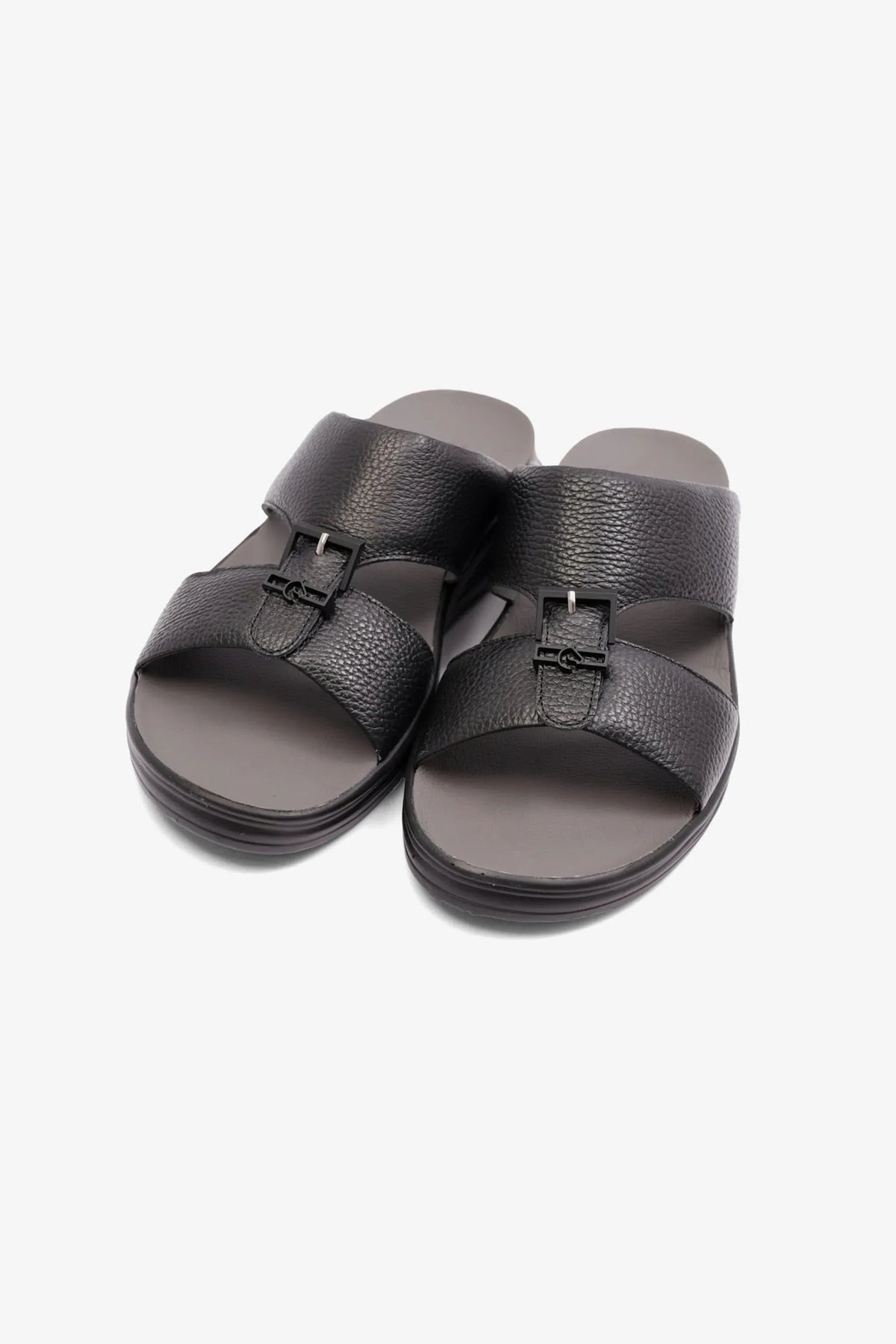 Cavalier Uomo Men's Embossed Leather Arabic Sandals Black MSDCVSUN506 - Sole Therapy