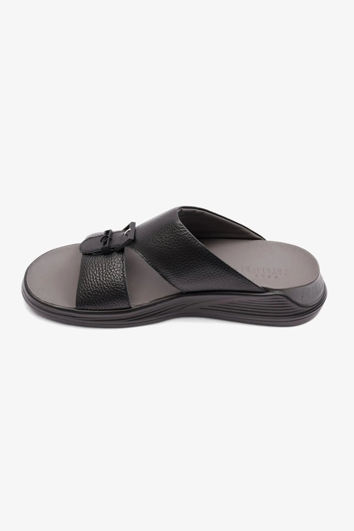 Cavalier Uomo Men's Embossed Leather Arabic Sandals Black MSDCVSUN506 - Sole Therapy