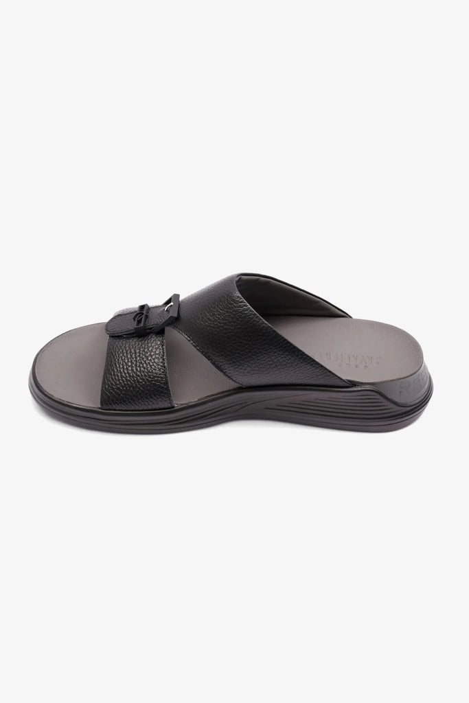 Cavalier Uomo Men's Embossed Leather Arabic Sandals Black MSDCVSUN506 - Sole Therapy