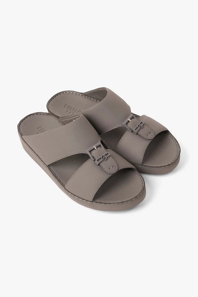 Cavalier Uomo Men's Embossed Leather Handstitched Arabic Sandals Grey MSDCV1101 - Sole Therapy