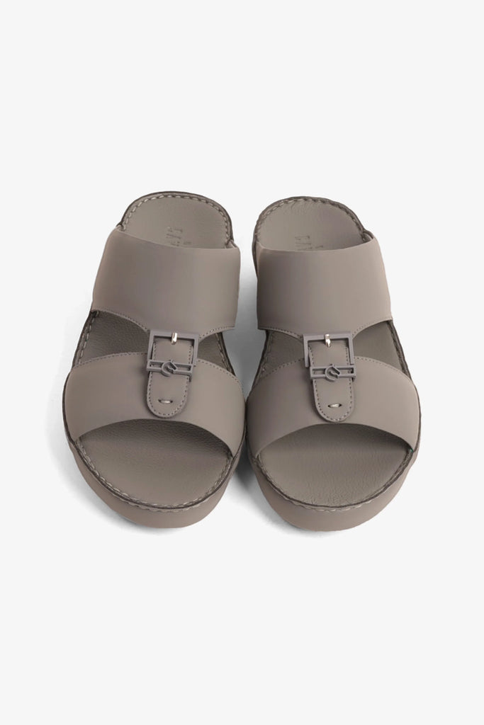 Cavalier Uomo Men's Embossed Leather Handstitched Arabic Sandals Grey MSDCV1101 - Sole Therapy