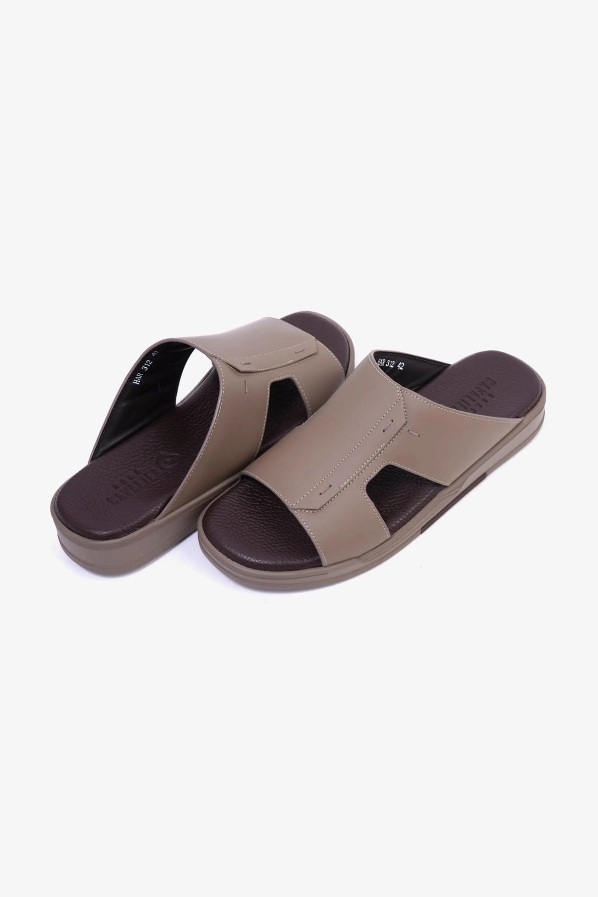 Cavalier Uomo Men's Leather Slide Sandals Stone MSDCVHAR312 - Sole Therapy