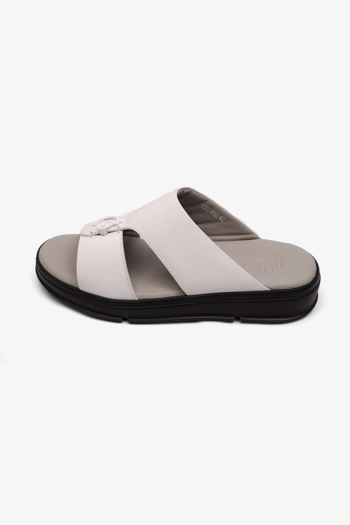 Cavalier Uomo Men's Lightweight Matt Leather Sandals White MSDCVLEO402 - Sole Therapy
