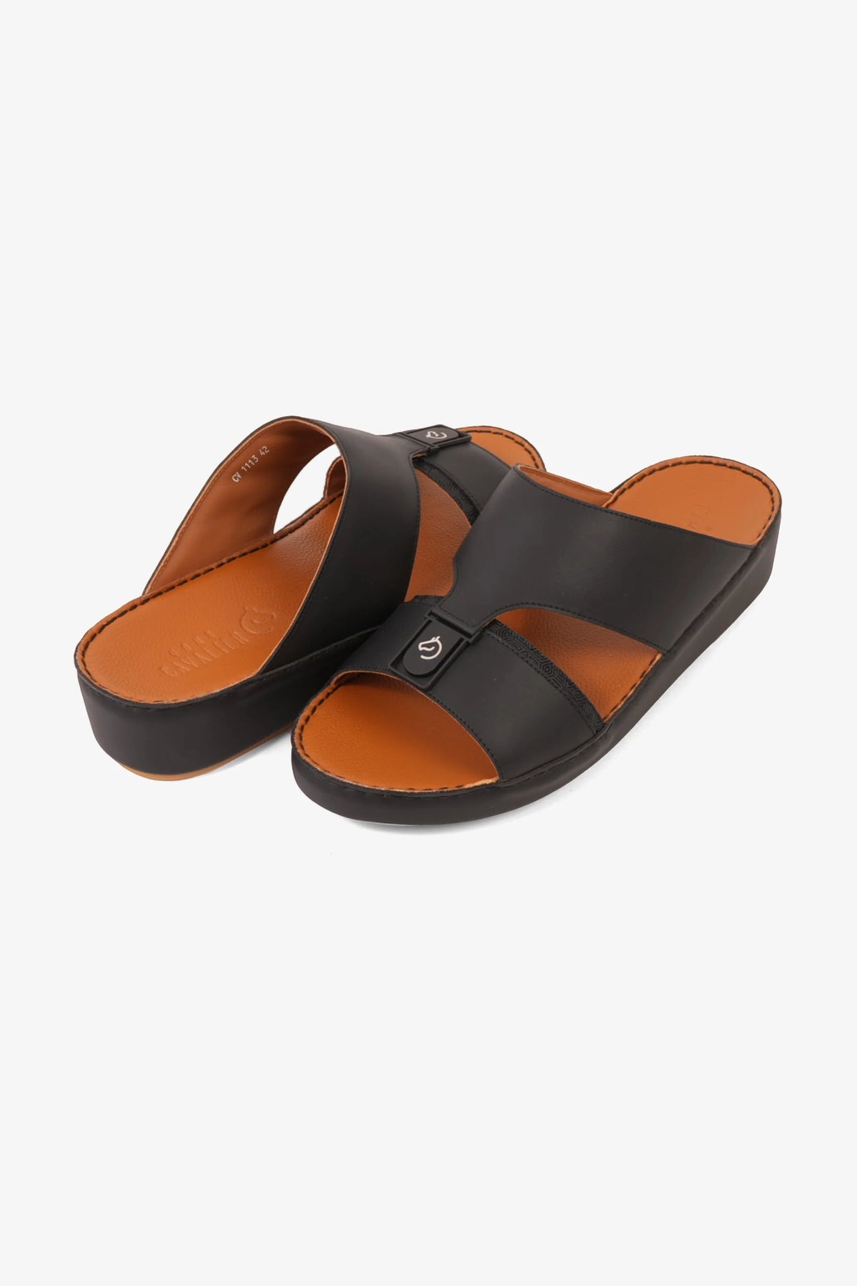 Cavalier Uomo Men's Premium Leather Arabic Sandals Black MSDCV1113 - Sole Therapy