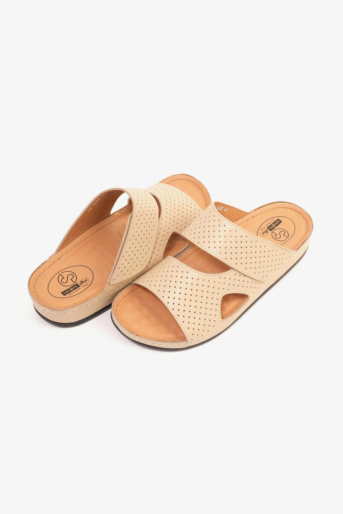 Comfort Plus Men's Al Waha Textured Arabic Sandals Beige MSDCP4005 - Sole Therapy