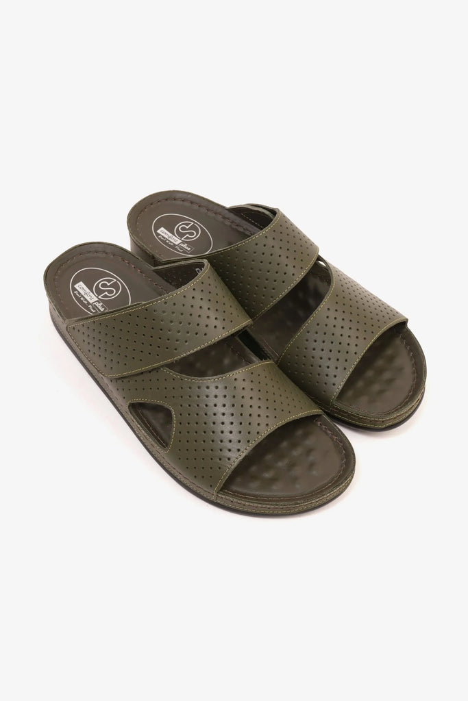 Comfort Plus Men's Al Waha Textured Arabic Sandals Olive MSDCP4005 - Sole Therapy