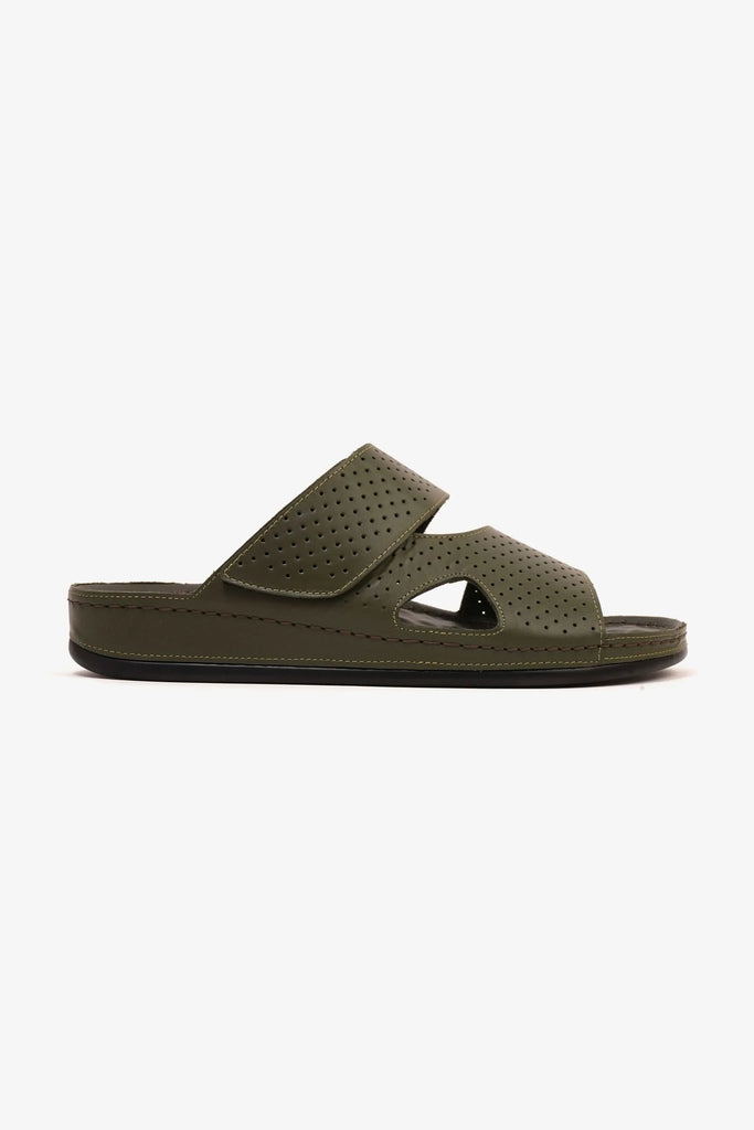 Comfort Plus Men's Al Waha Textured Arabic Sandals Olive MSDCP4005 - Sole Therapy