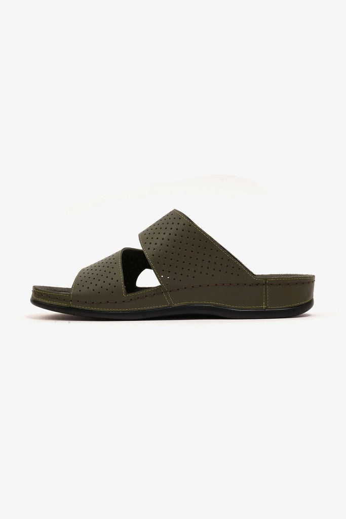 Comfort Plus Men's Al Waha Textured Arabic Sandals Olive MSDCP4005 - Sole Therapy
