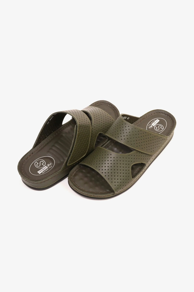 Comfort Plus Men's Al Waha Textured Arabic Sandals Olive MSDCP4005 - Sole Therapy