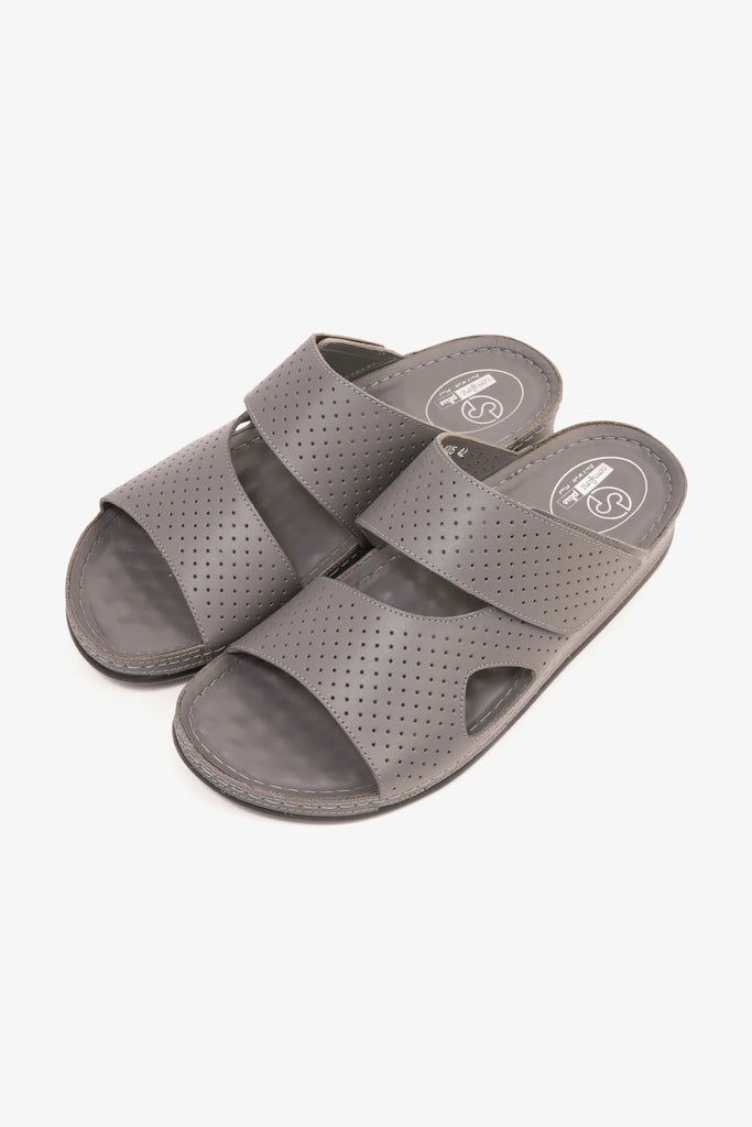 Comfort Plus Men's Al Waha Textured Slip-On Arabic Sandals Grey MSDCP4005 - Sole Therapy