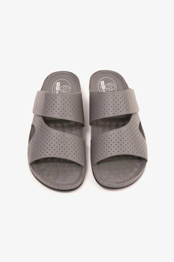 Comfort Plus Men's Al Waha Textured Slip-On Arabic Sandals Grey MSDCP4005 - Sole Therapy