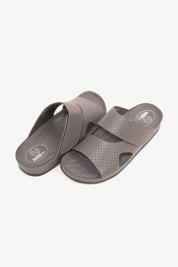 Comfort Plus Men's Al Waha Textured Slip-On Arabic Sandals Grey MSDCP4005 - Sole Therapy