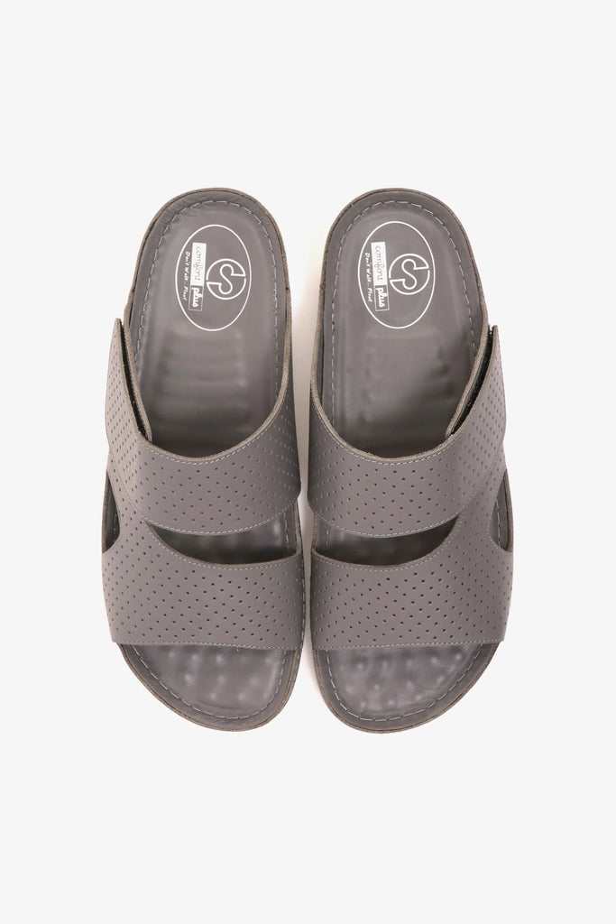Comfort Plus Men's Al Waha Textured Slip-On Arabic Sandals Grey MSDCP4005 - Sole Therapy