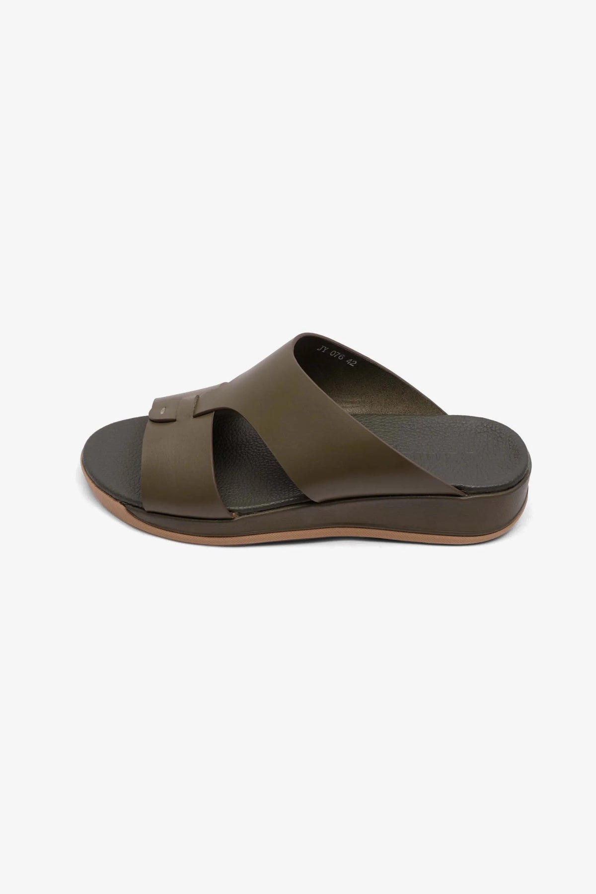 Comfort Plus Men's Anti-Skid Grip Matte Leather Sandals Olive MSDCPJY076 - Sole Therapy