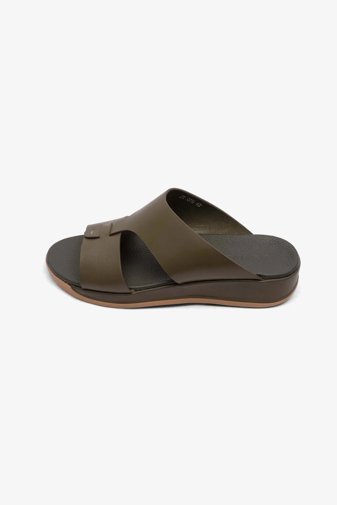 Comfort Plus Men's Anti-Skid Grip Matte Leather Sandals Olive MSDCPJY076 - Sole Therapy