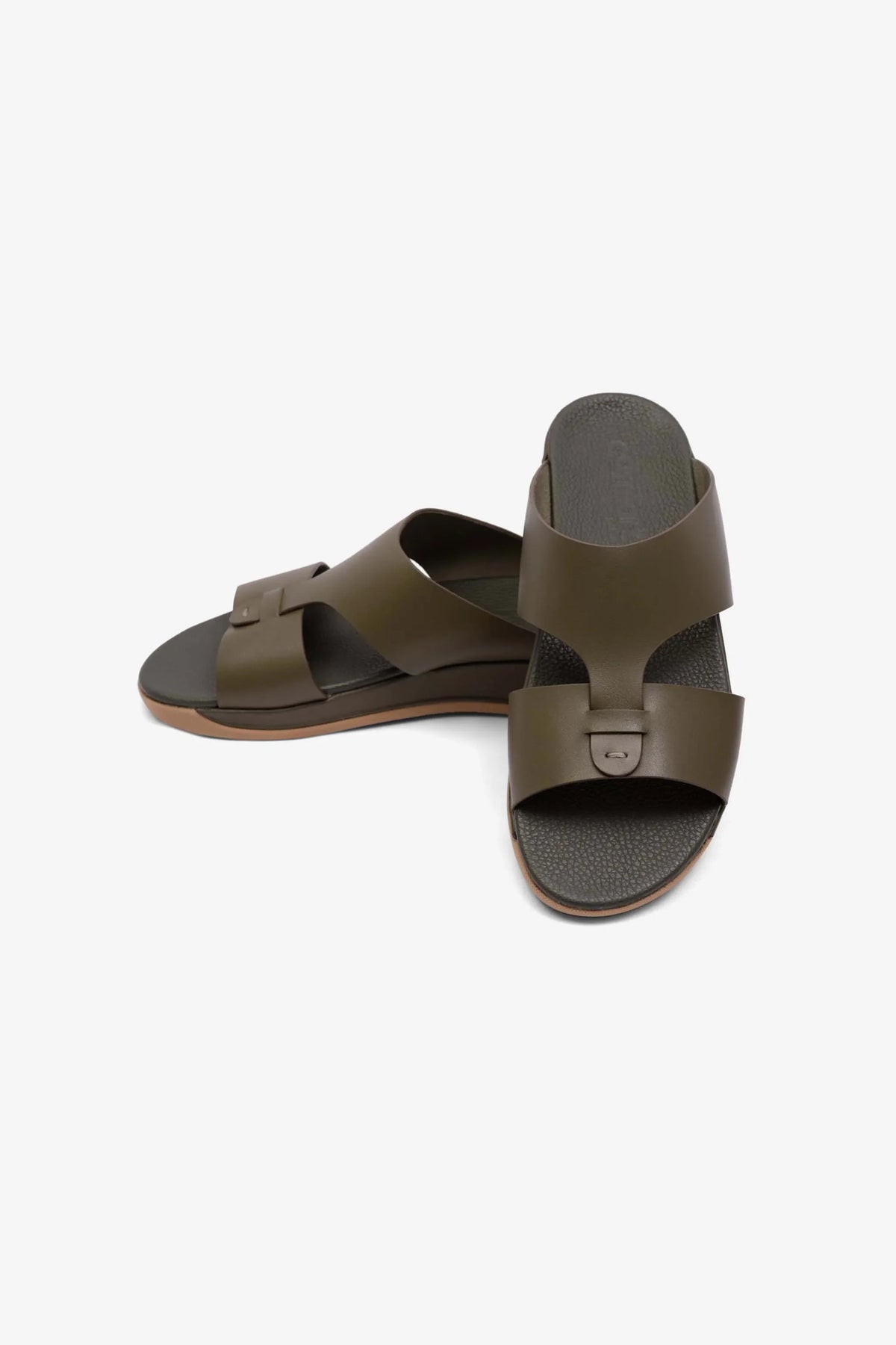 Comfort Plus Men's Anti-Skid Grip Matte Leather Sandals Olive MSDCPJY076 - Sole Therapy