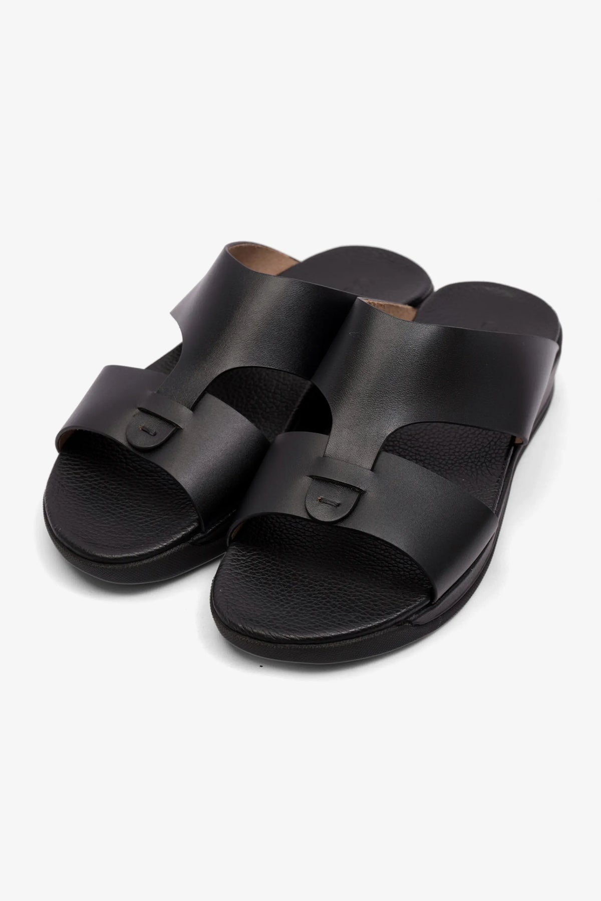 Comfort Plus Men's Antiskid Grip Matt Leather Sandals Black MSDCPJY076 - Sole Therapy
