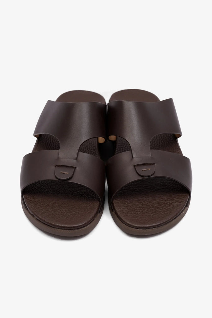 Comfort Plus Men's Antiskid Grip Matt Leather Sandals Brown MSDCPJY076 - Sole Therapy