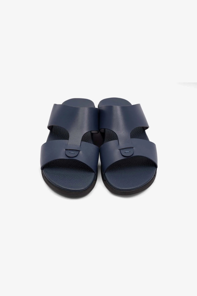 Comfort Plus Men's Antiskid Grip Matt Leather Sandals Navy JY076 - Sole Therapy